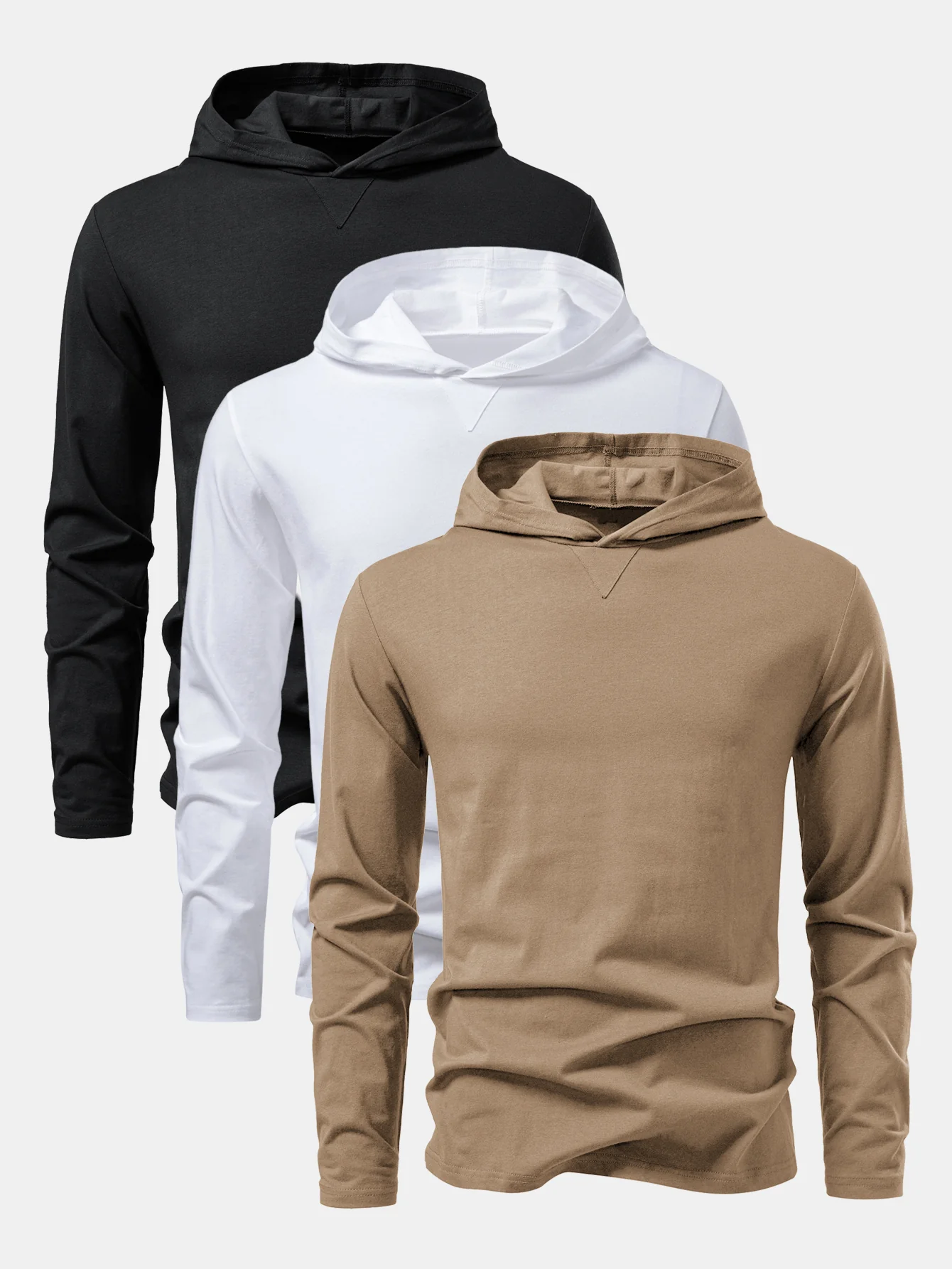3 Stück Langärmliges Baumwoll-Kapuzen-T-Shirt - Image 4