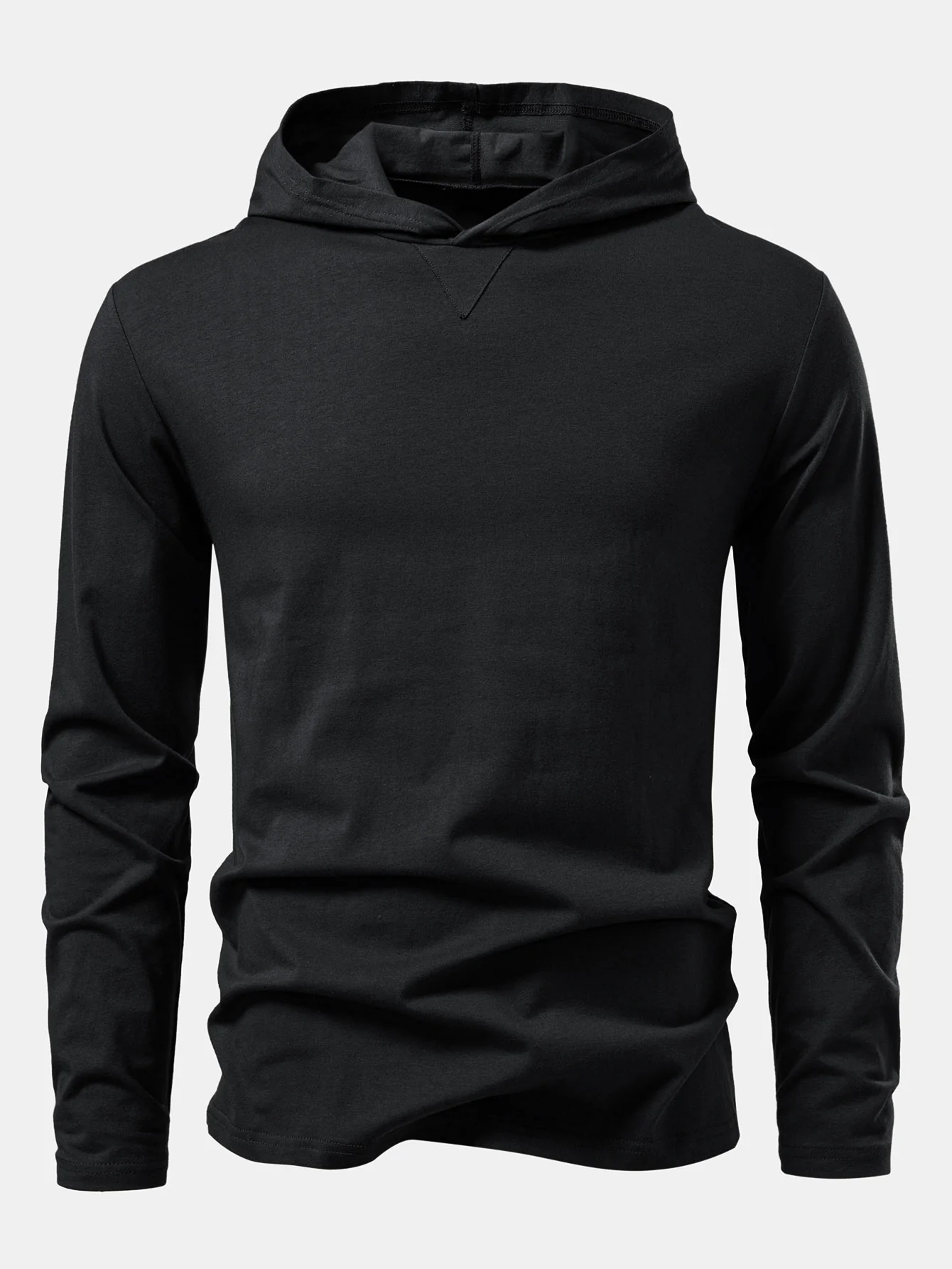 Langärmliges Baumwoll-Kapuzen-T-Shirt - Image 5