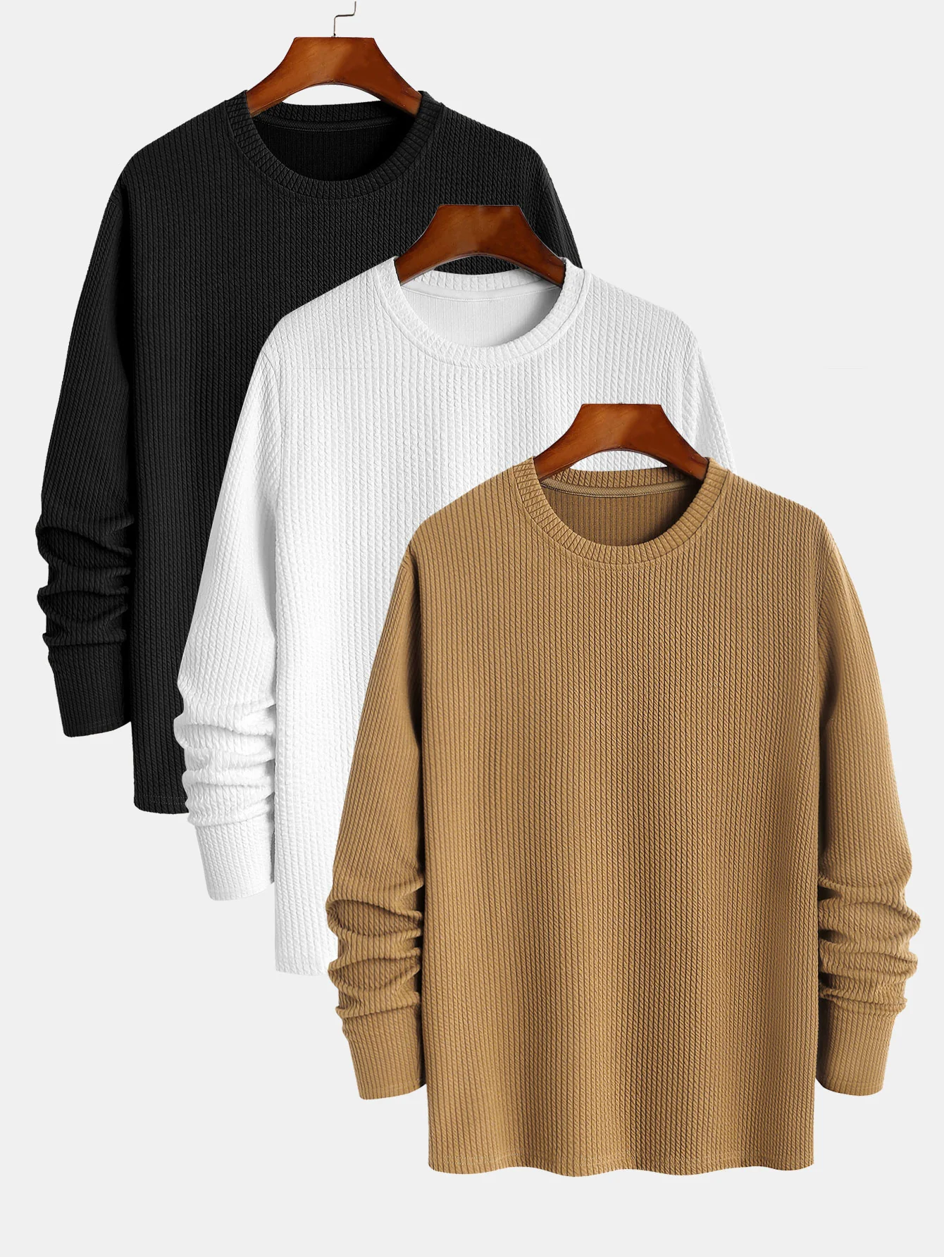 3 Stück Langarm Muskel-Fit Ripp-T-Shirt - Image 2