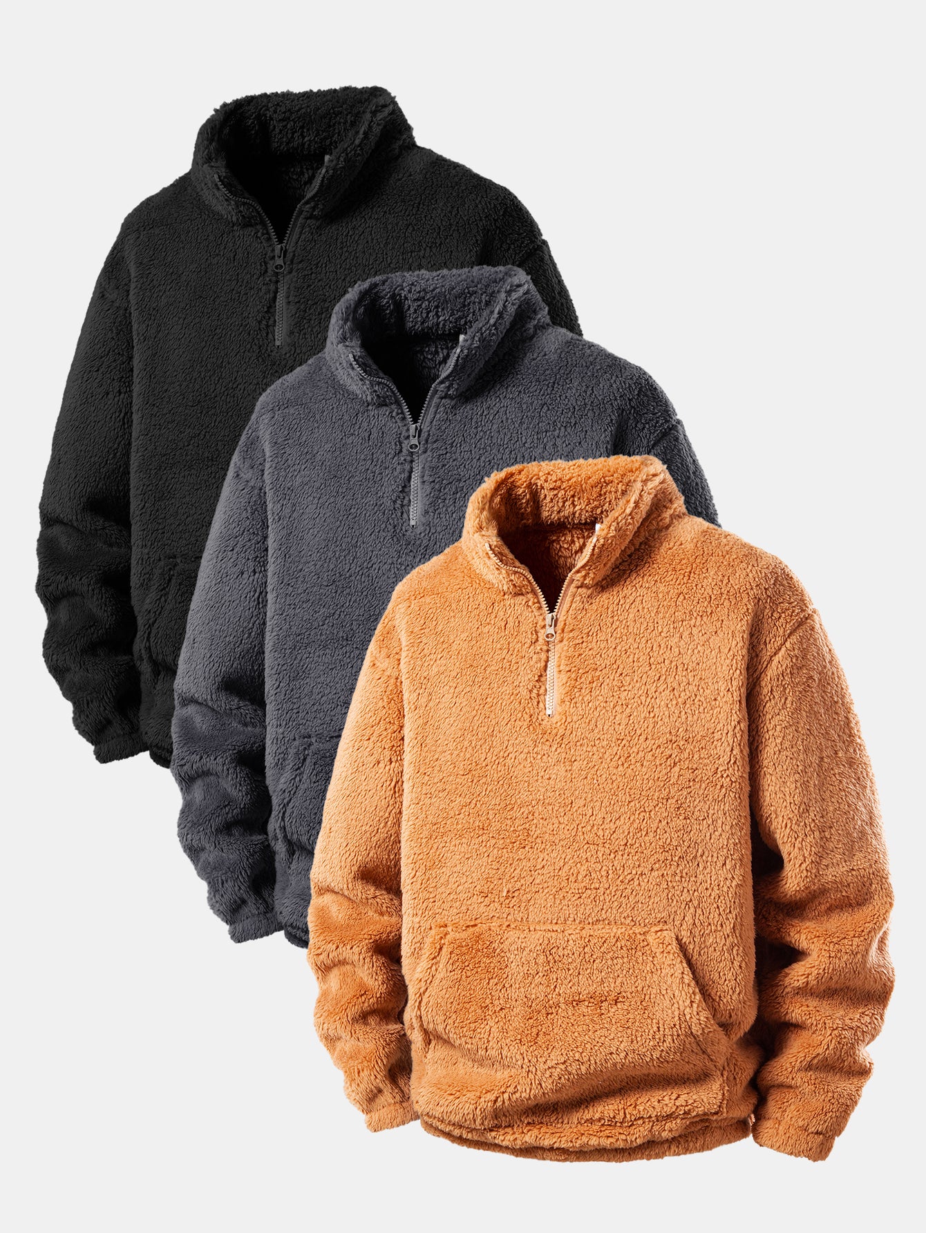 3 Pieces Quarter Zip Teddy Sweatshirts - Image 2