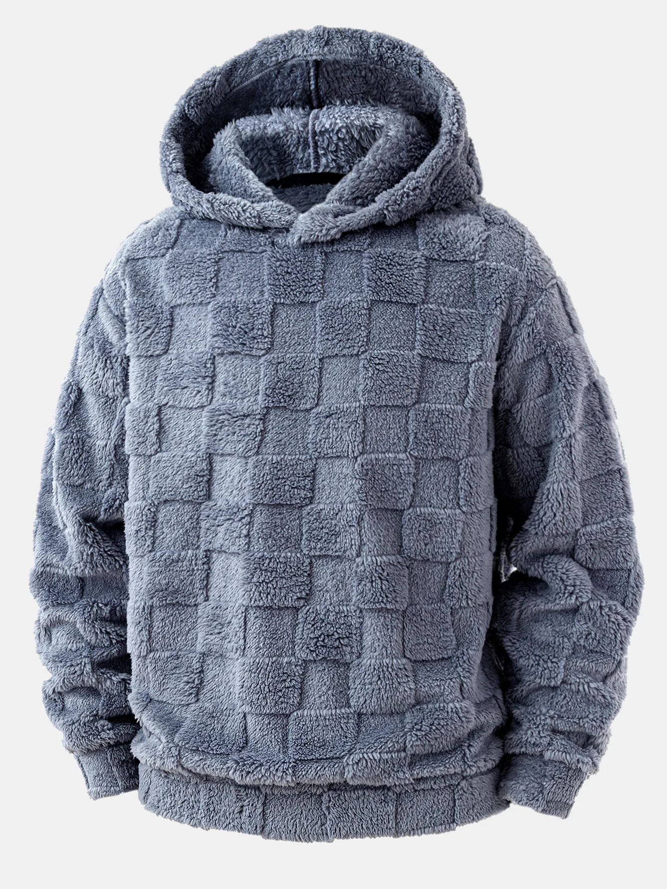 3 Pieces Relax Fit Checkerboard Teddy Hoodie - Image 2