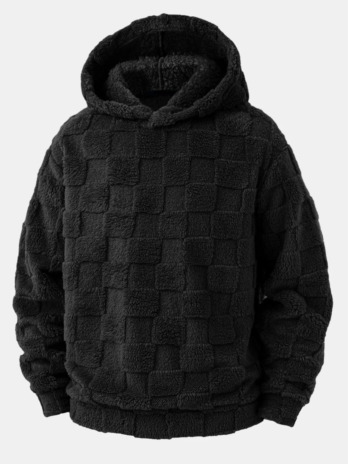 3 Pieces Relax Fit Checkerboard Teddy Hoodie - Image 6