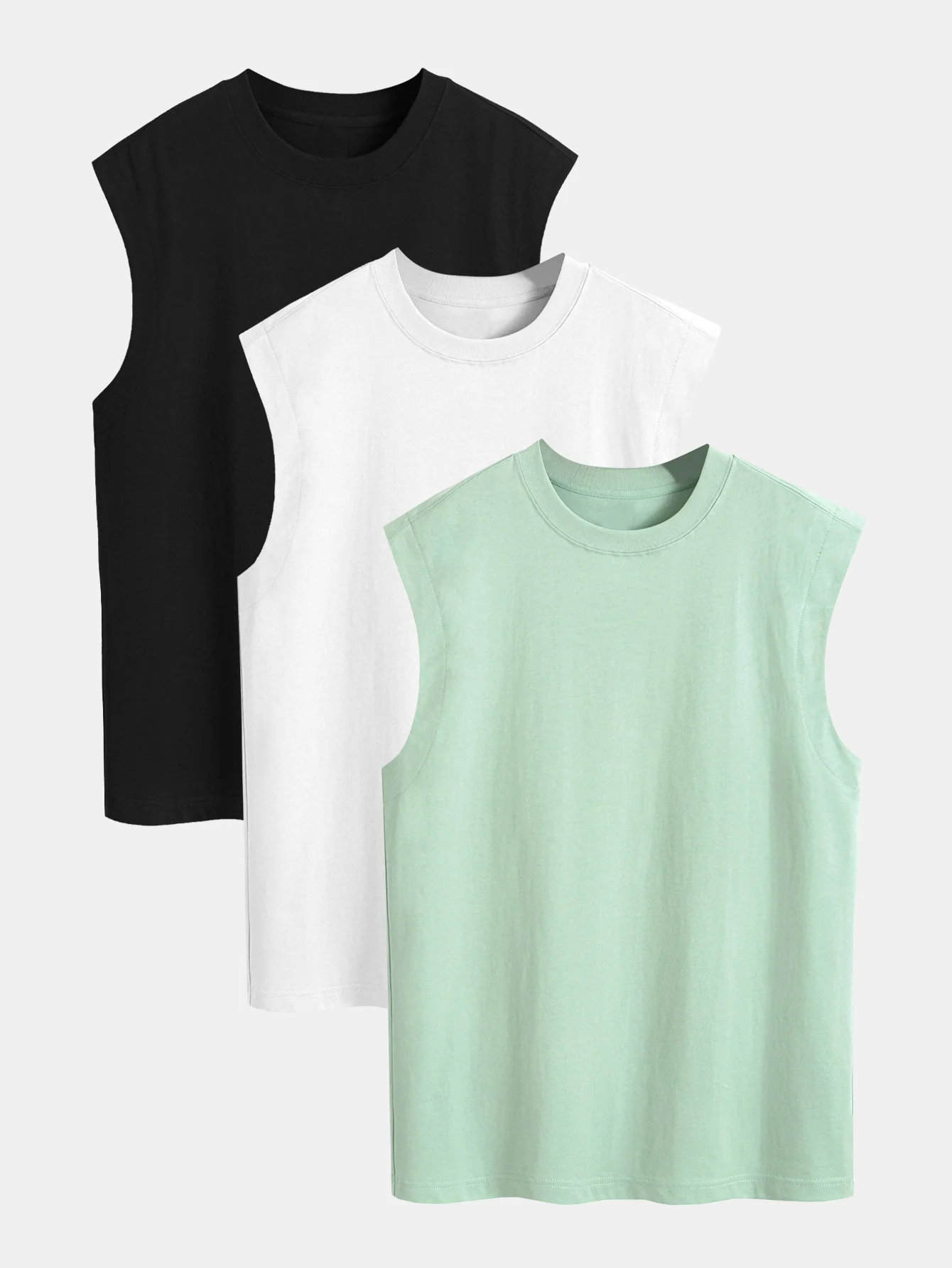 3 Stück Relaxed Fit Baumwolle Drop-Shoulder Ärmellose T-Shirts - Image 2