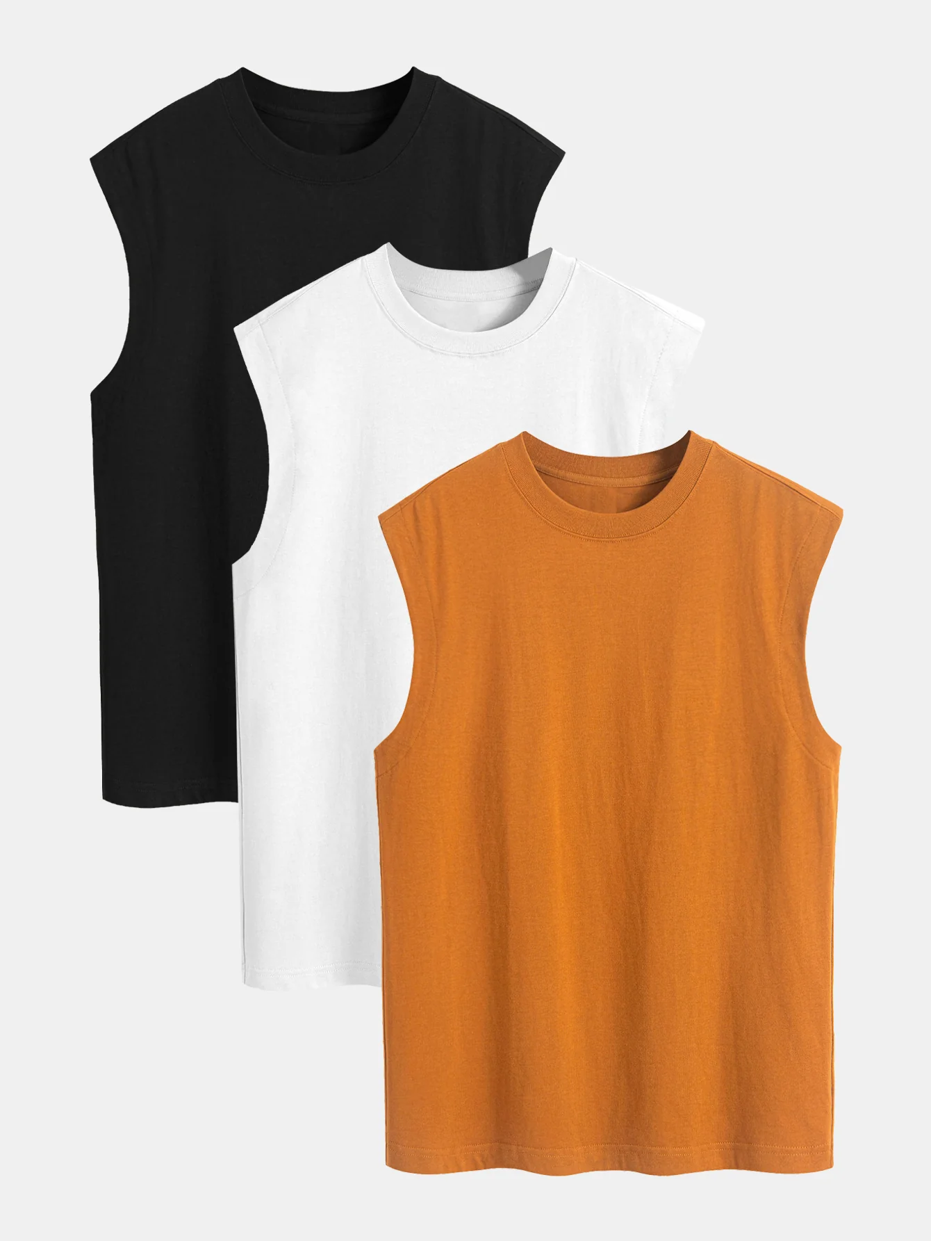 3 Stück Relaxed Fit Baumwolle Drop-Shoulder Ärmellose T-Shirts - Image 3