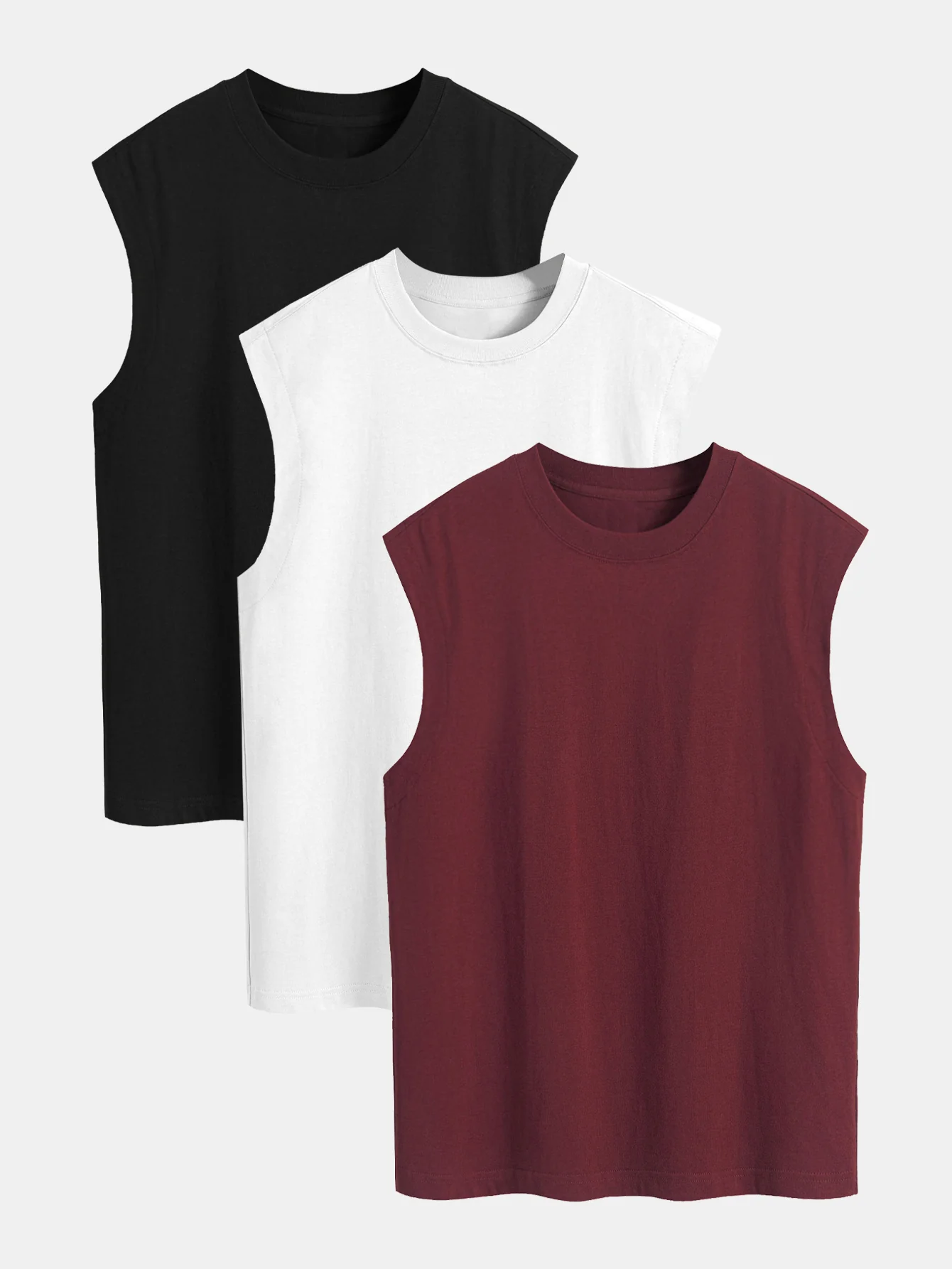3 Stück Relaxed Fit Baumwolle Drop-Shoulder Ärmellose T-Shirts - Image 4