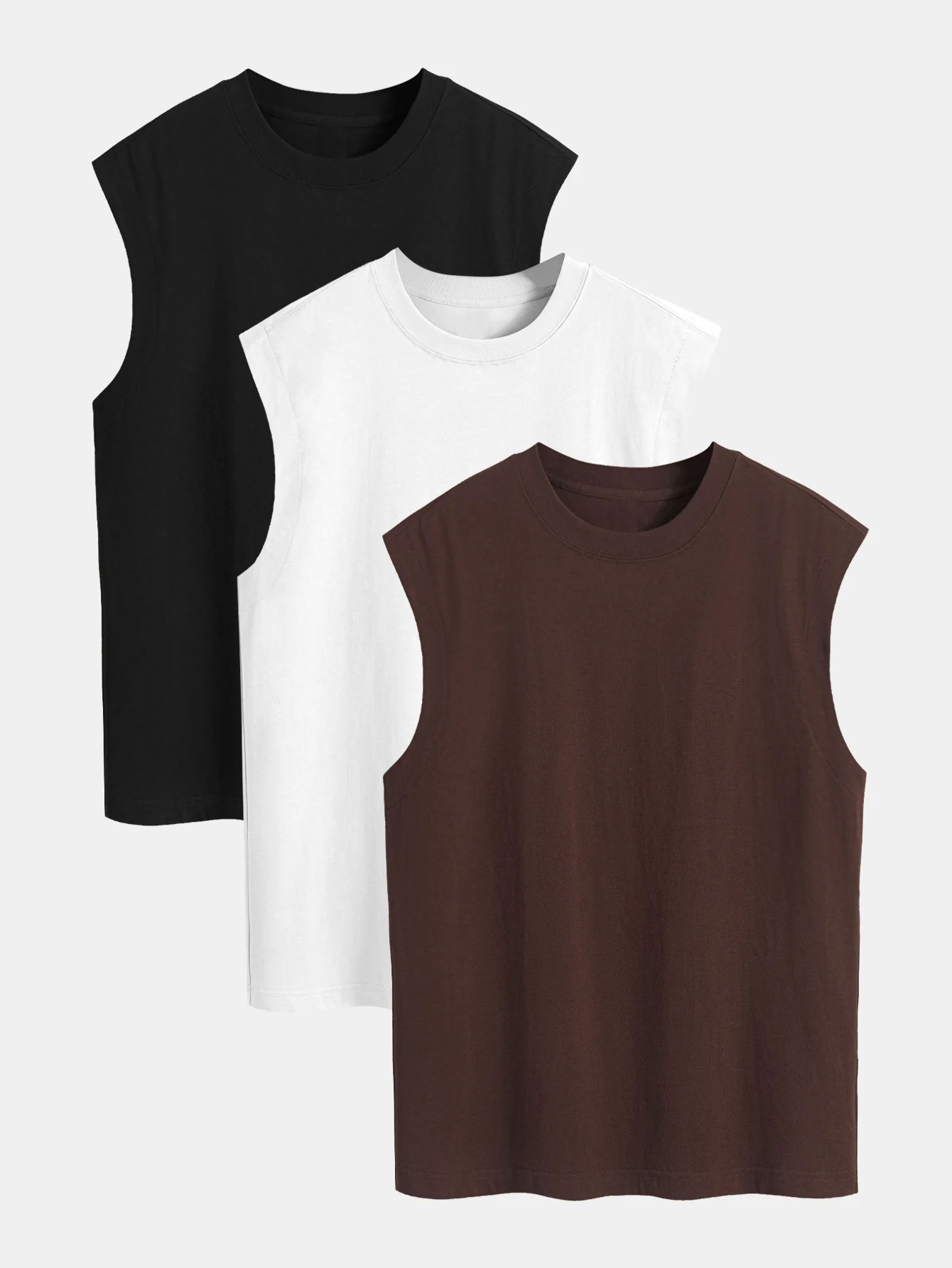 3 Stück Relaxed Fit Baumwolle Drop-Shoulder Ärmellose T-Shirts - Image 5