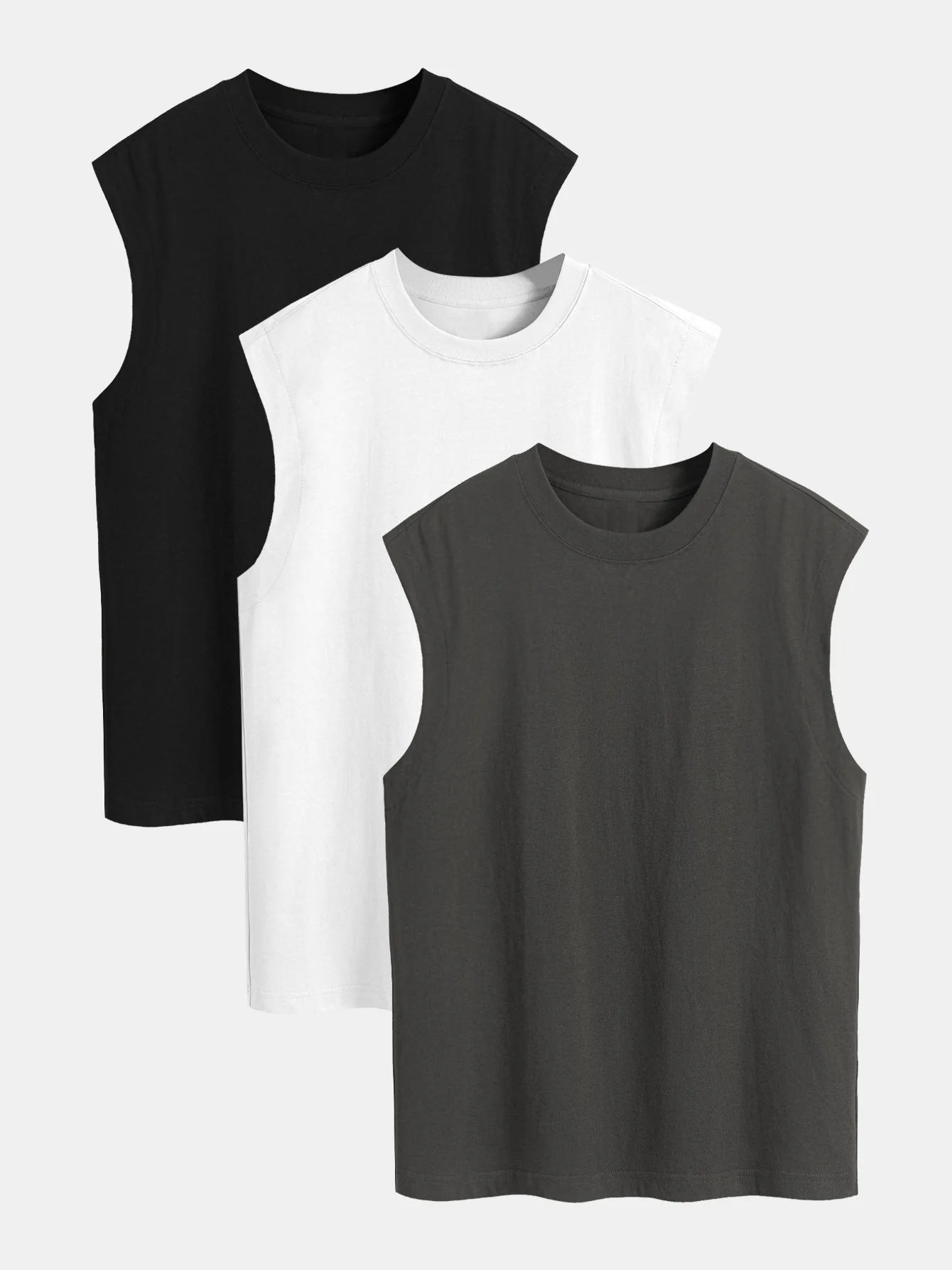 3 Stück Relaxed Fit Baumwolle Drop-Shoulder Ärmellose T-Shirts - Image 6