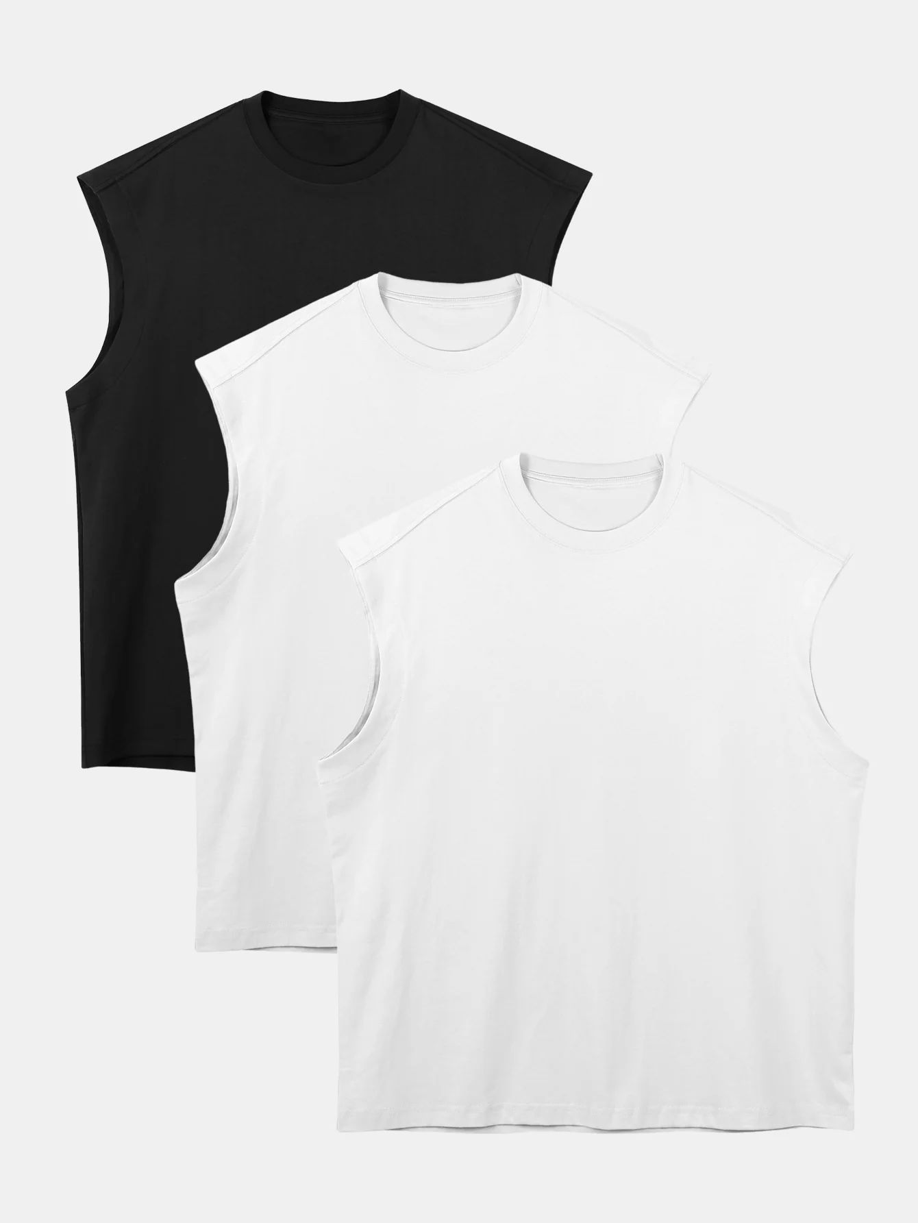 3 Stück Relaxed Fit Baumwolle Drop-Shoulder Ärmellose T-Shirts - Image 8