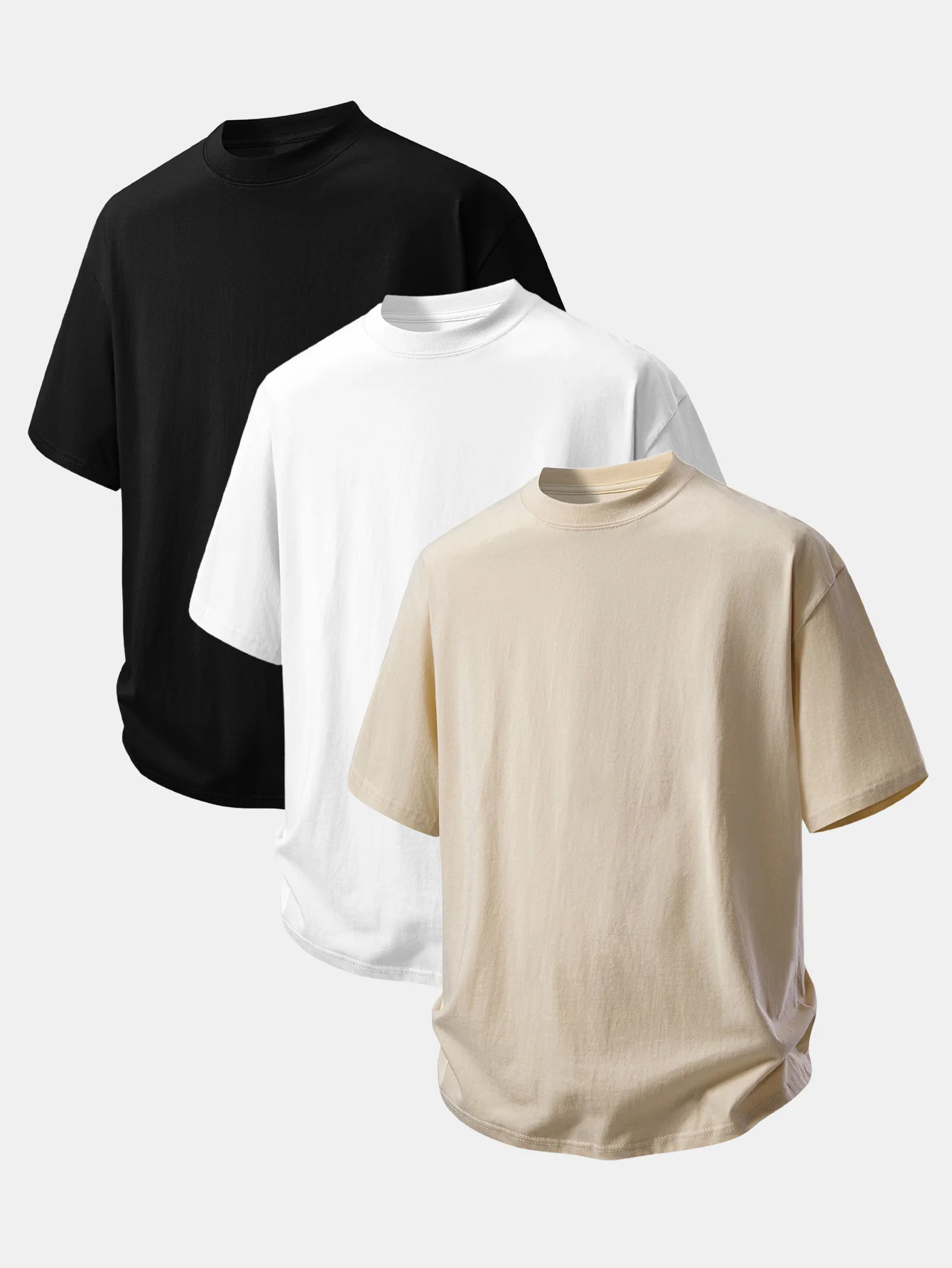 3 Pieces Relax Fit Cotton T-Shirt