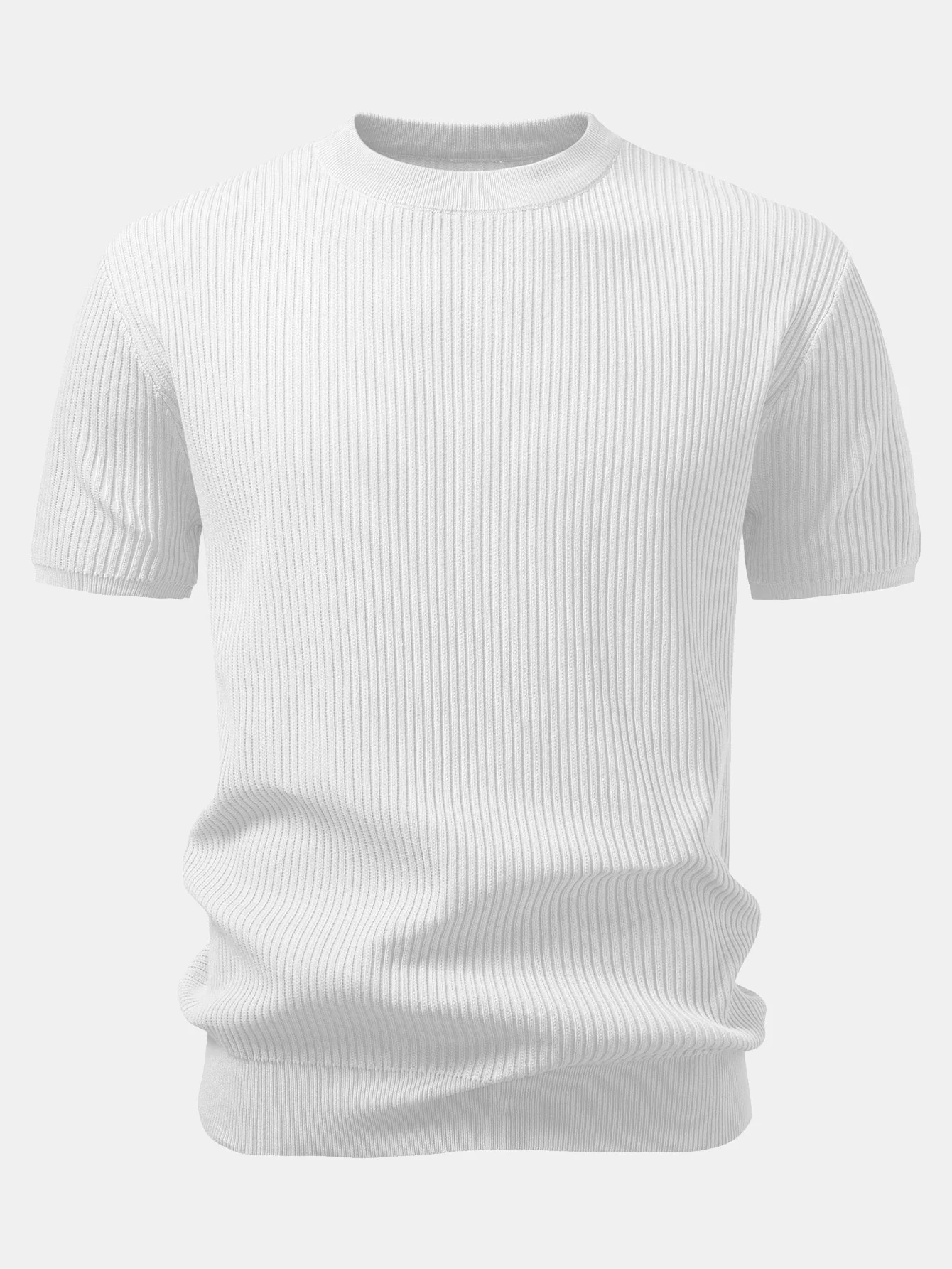 3 Pieces Ribbed Crew Neck Knit T-Shirt - Image 10