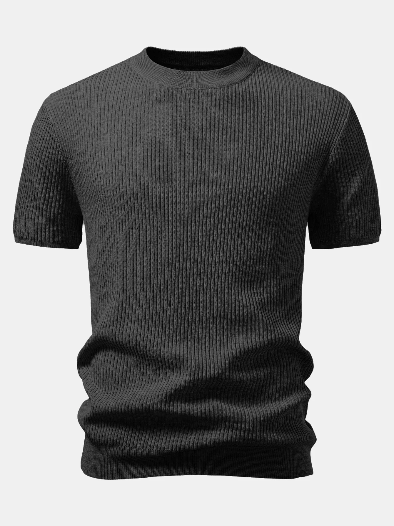 3 Pieces Ribbed Crew Neck Knit T-Shirt - Image 14