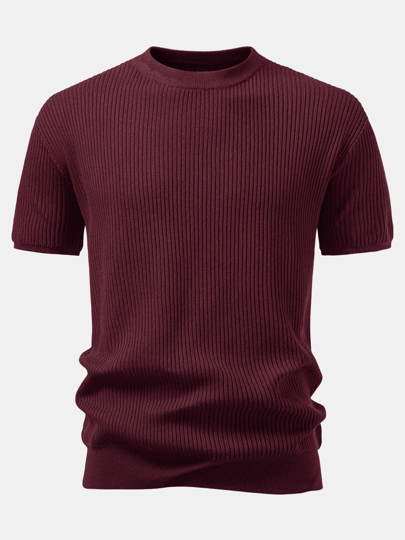 3 Pieces Ribbed Crew Neck Knit T-Shirt - Image 15