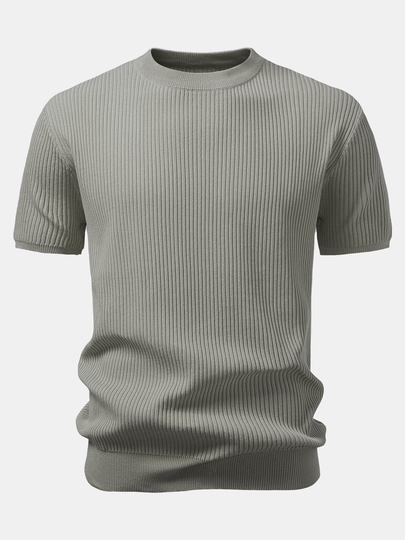 3 Pieces Ribbed Crew Neck Knit T-Shirt - Image 17
