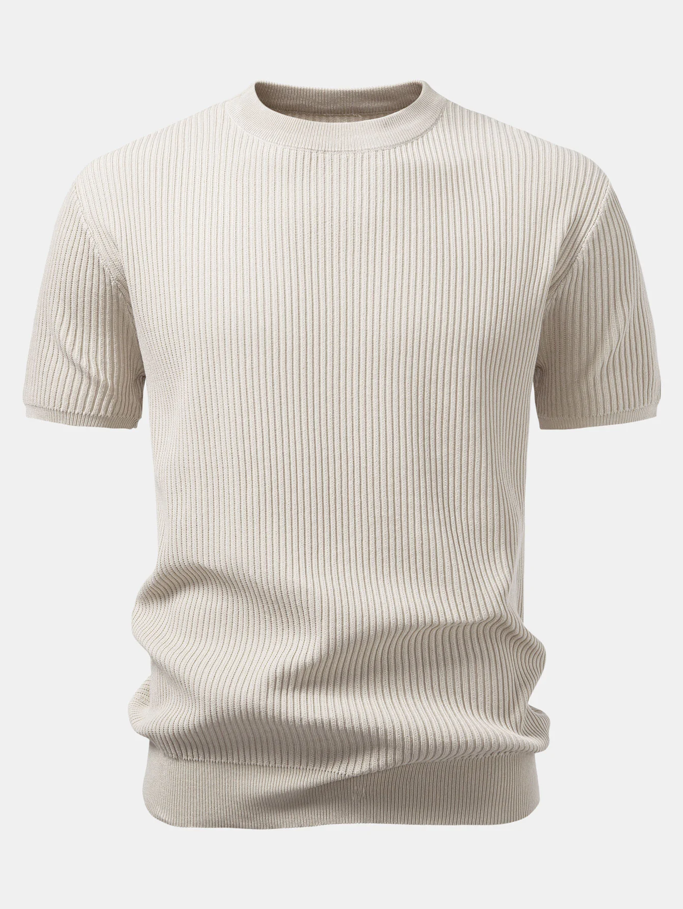 3 Pieces Ribbed Crew Neck Knit T-Shirt - Image 8