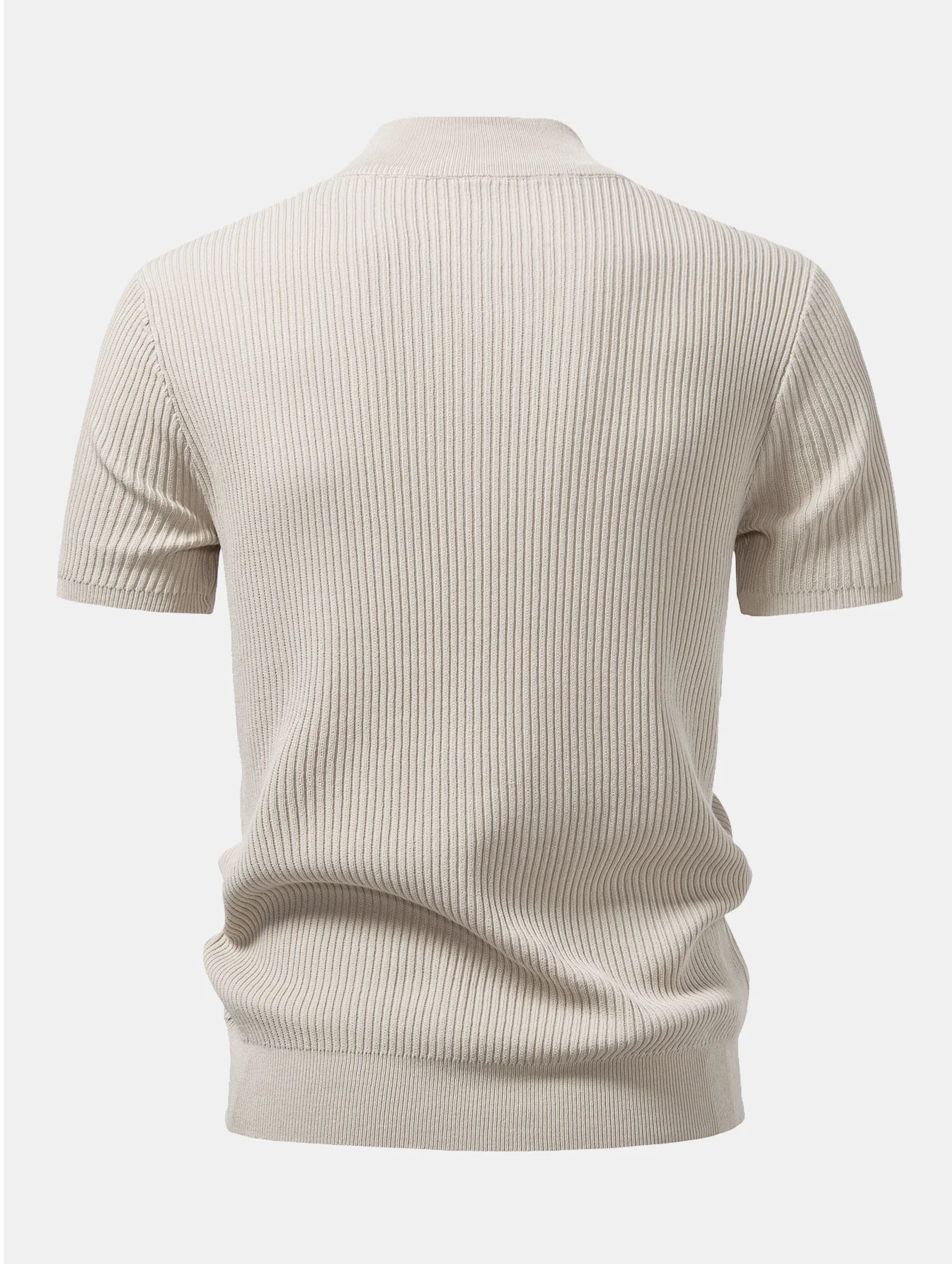 Ribbed Mock Neck Knit T-Shirt - Image 2