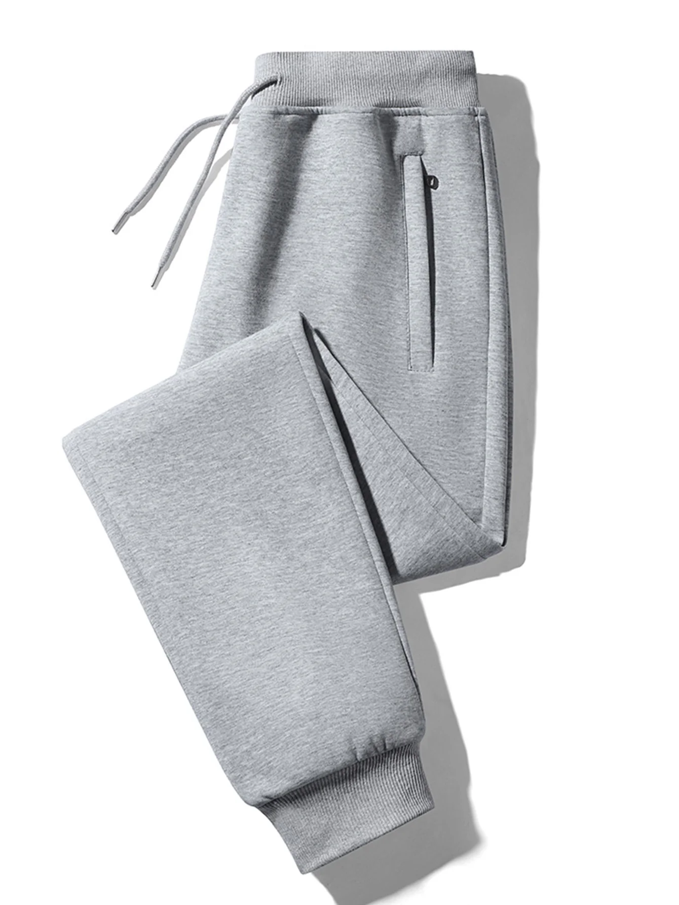 Solid Zipper Pocket Cotton Jogger Pants - Image 2