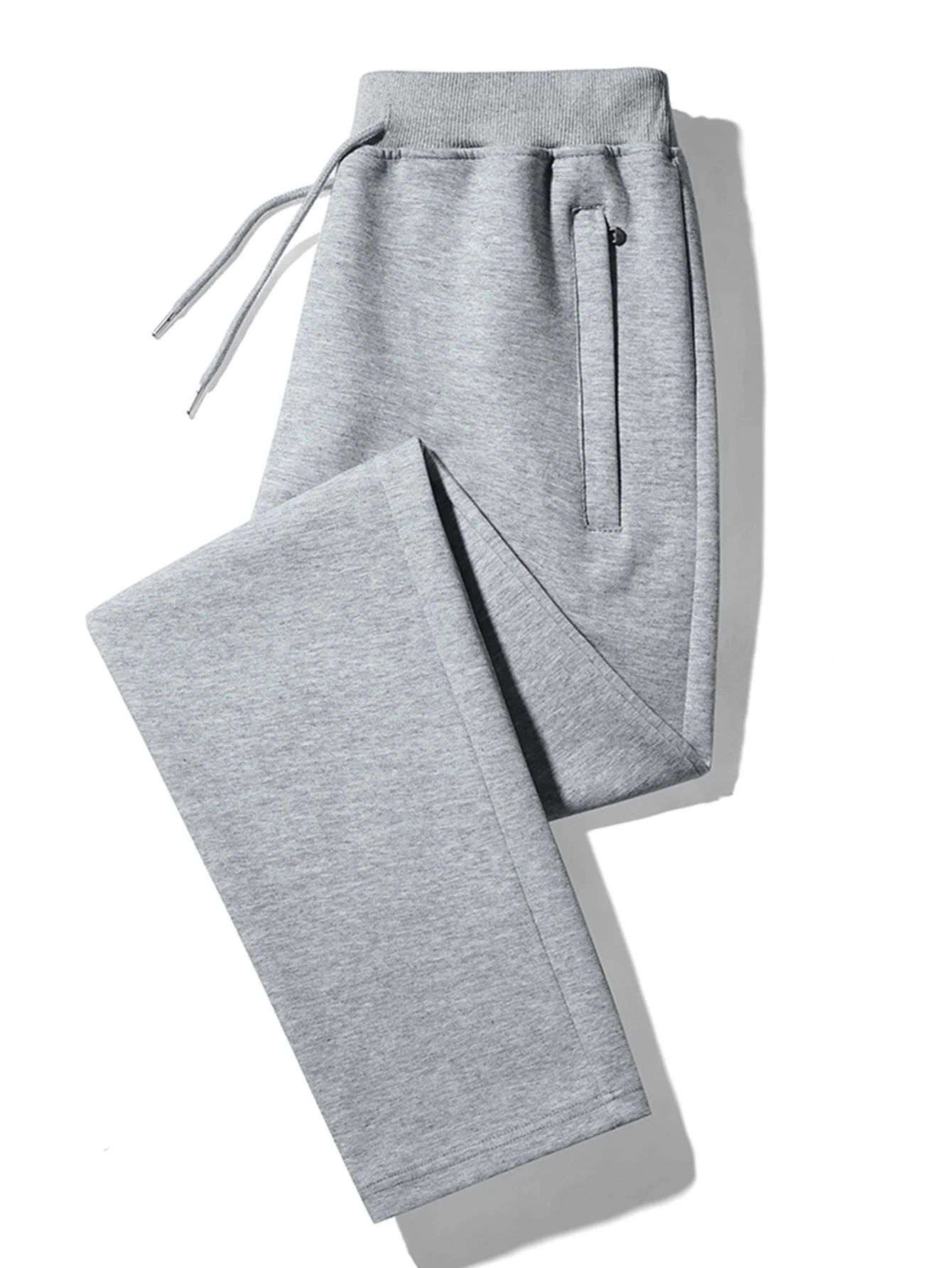 3 Pieces Solid Zipper Pocket Cotton Straight Leg Pants - Image 2