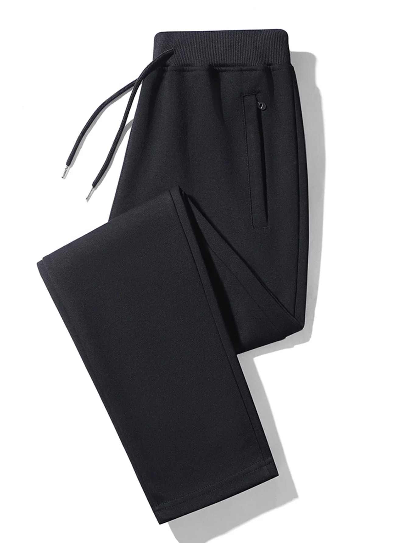 3 Pieces Solid Zipper Pocket Cotton Straight Leg Pants - Image 3