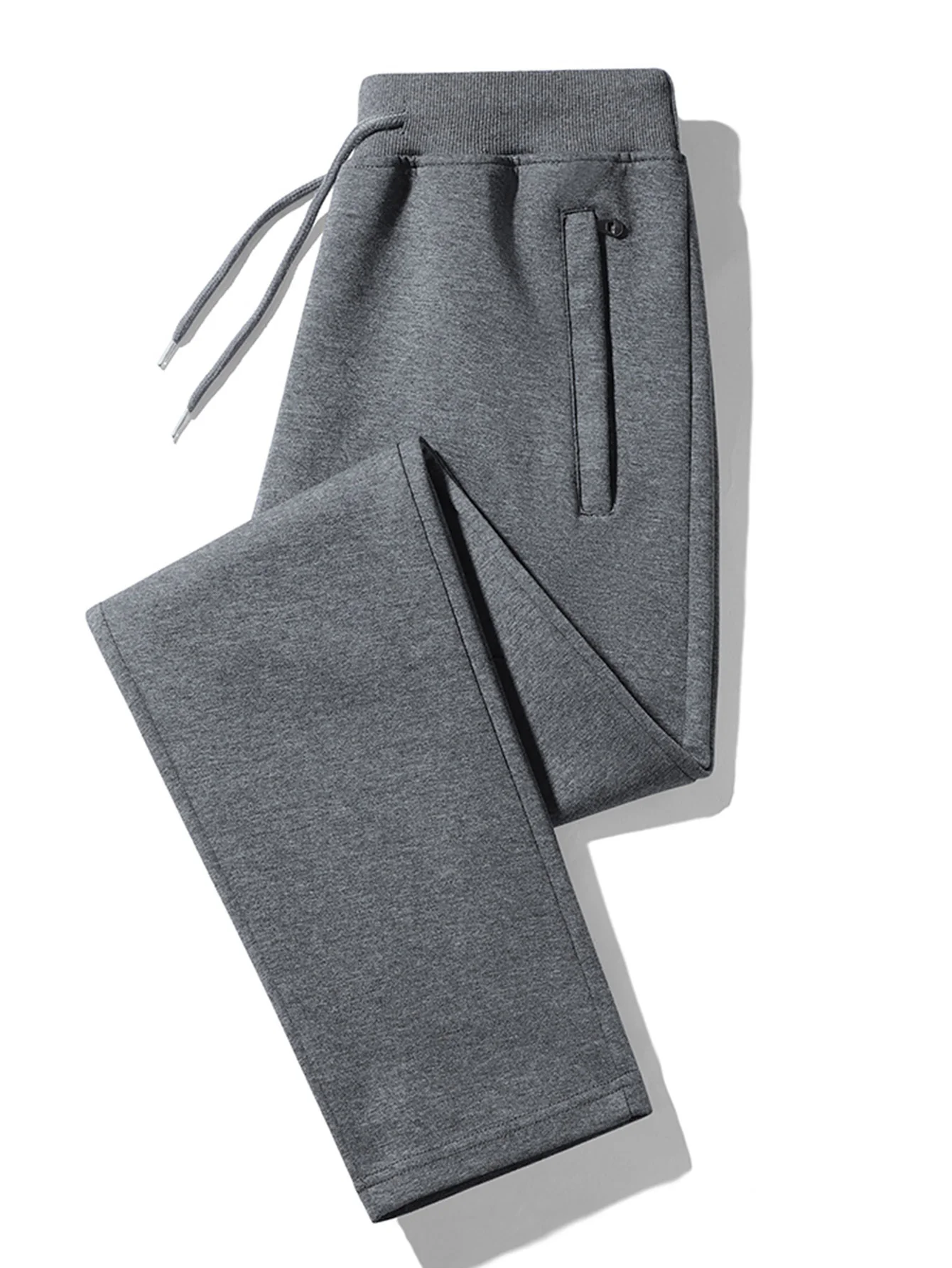 3 Pieces Solid Zipper Pocket Cotton Straight Leg Pants - Image 4