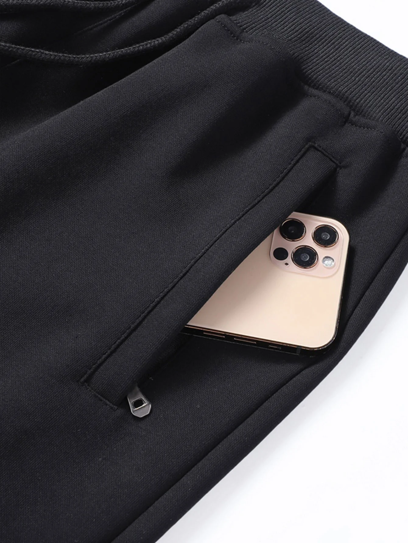 3 Pieces Solid Zipper Pocket Cotton Straight Leg Pants - Image 9