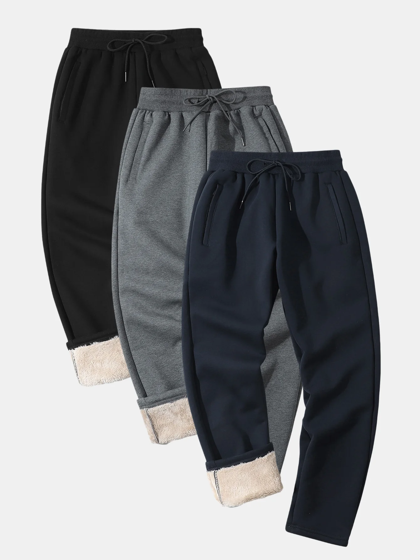 3 Pieces Teddy Lined Straight Leg Pants - Image 2