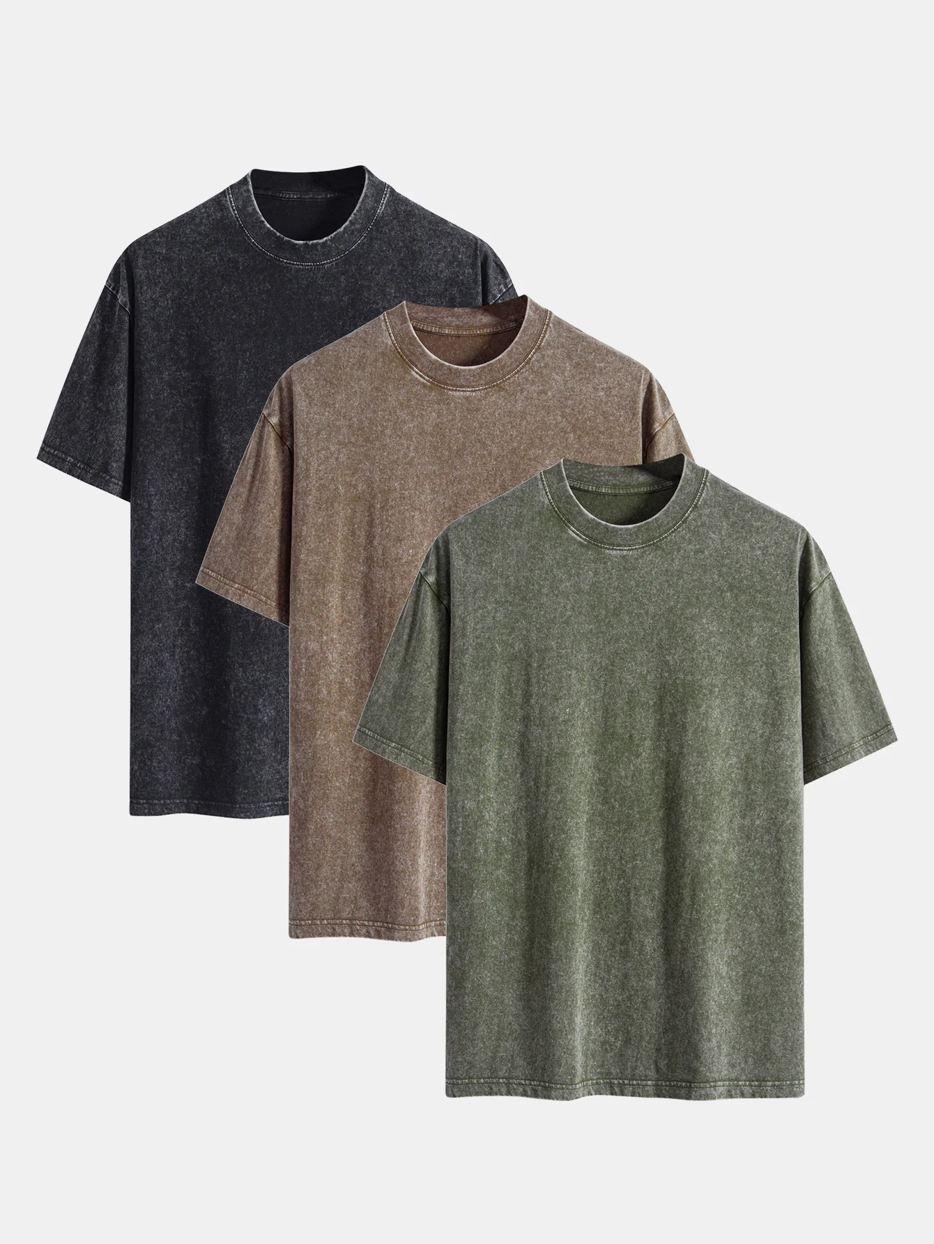 3 Stück gewaschenes, distressed Drop-Shoulder T-Shirt - Image 2