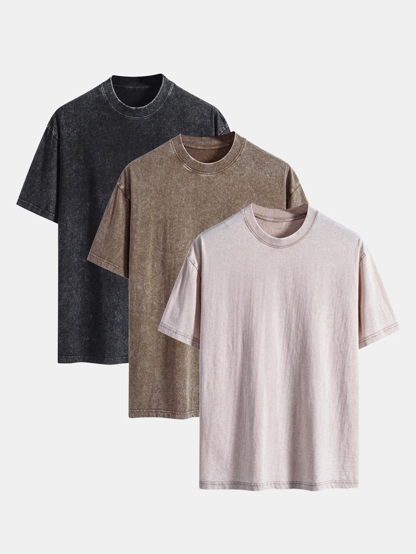 3 Stück gewaschenes, distressed Drop-Shoulder T-Shirt - Image 3