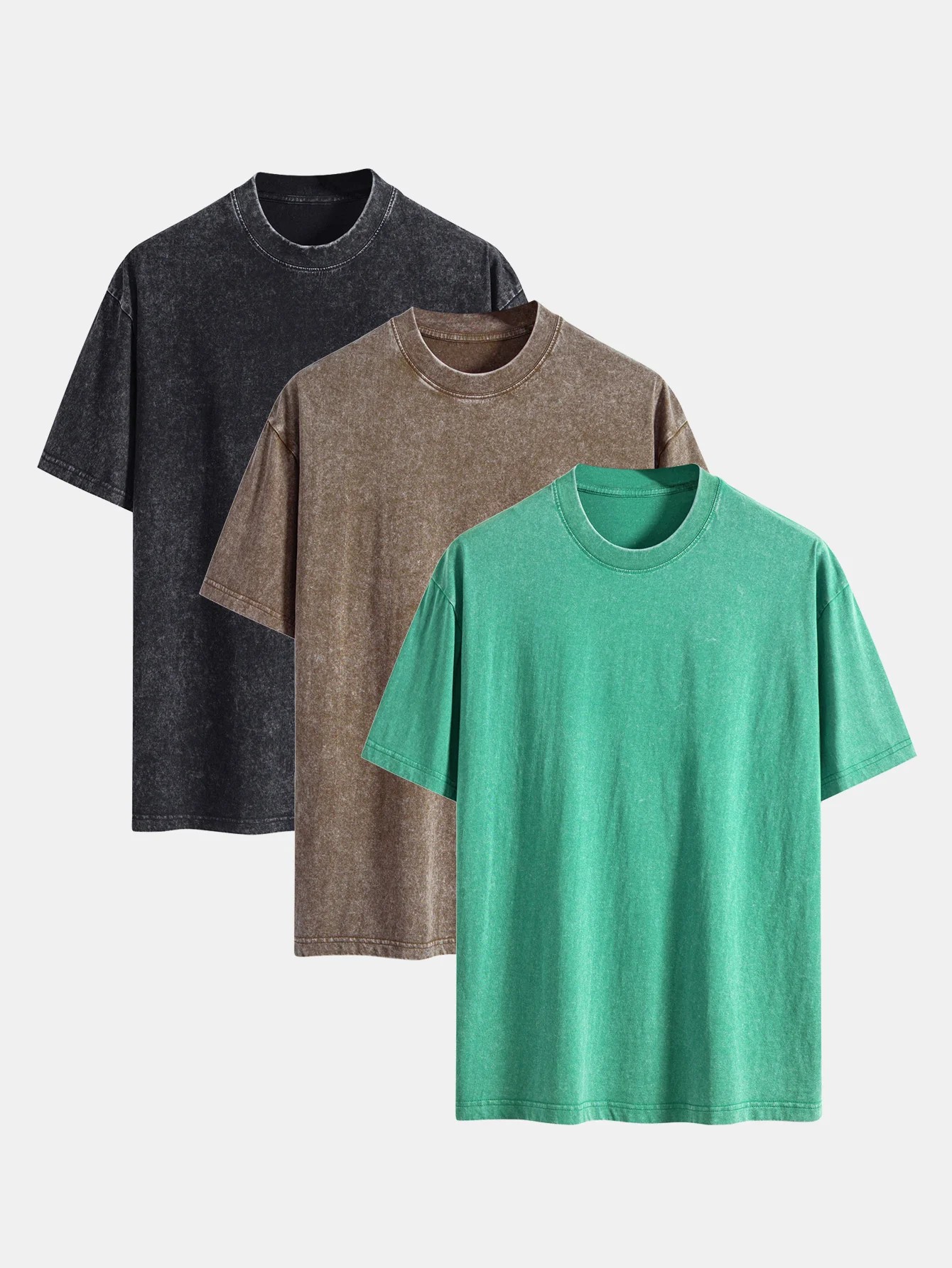 3 Stück gewaschenes, distressed Drop-Shoulder T-Shirt - Image 4