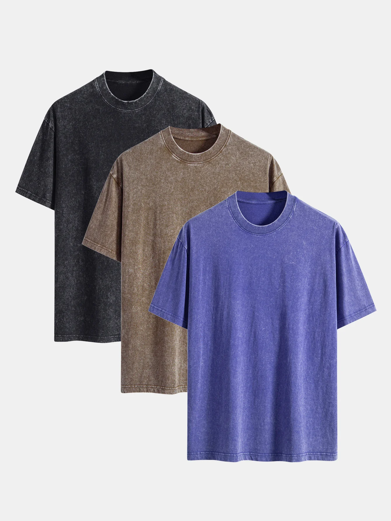 3 Stück gewaschenes, distressed Drop-Shoulder T-Shirt - Image 5