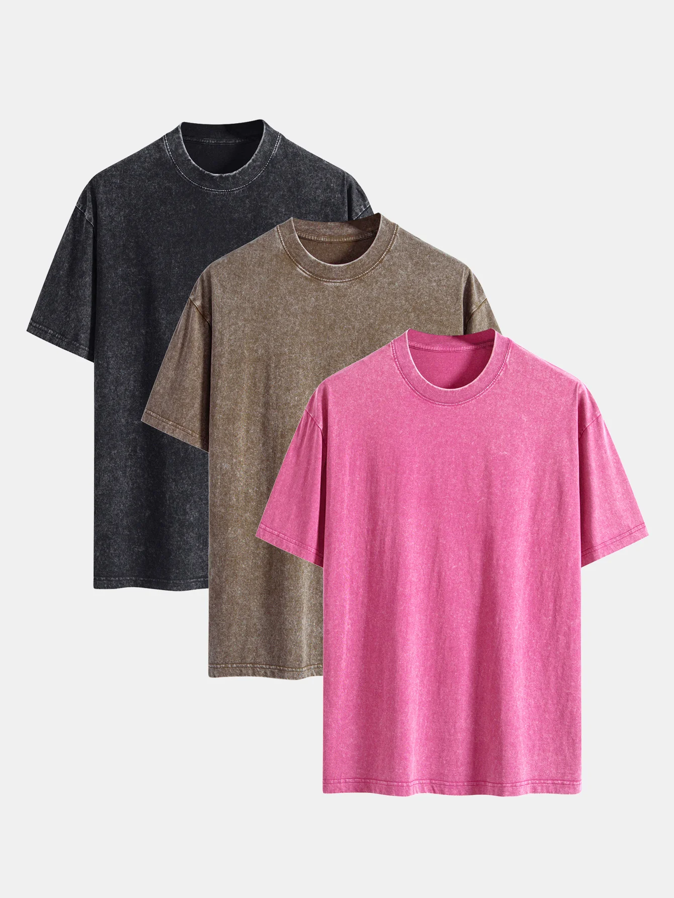 3 Stück gewaschenes, distressed Drop-Shoulder T-Shirt - Image 6