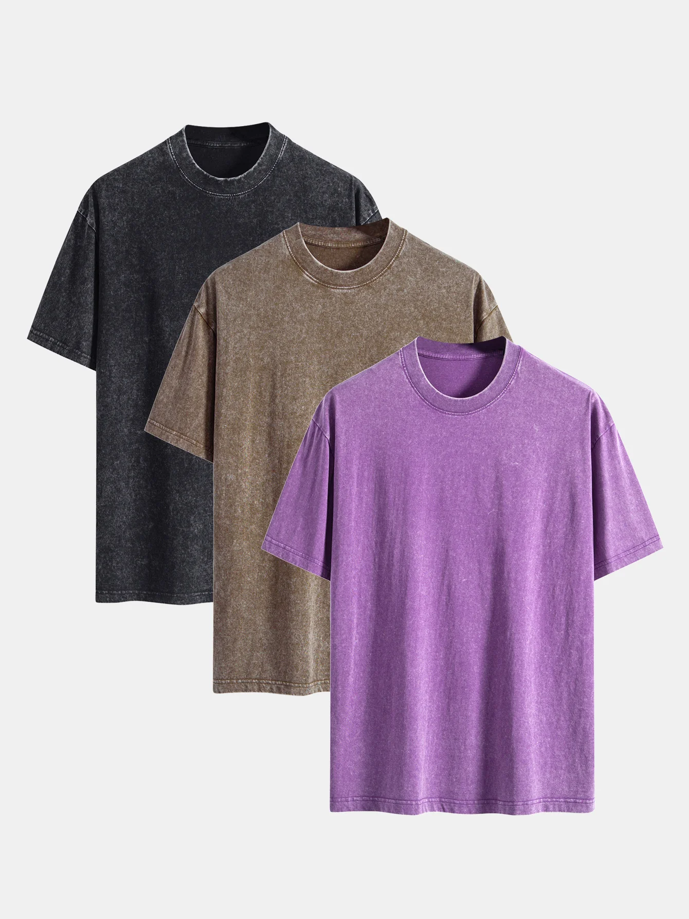 3 Stück gewaschenes, distressed Drop-Shoulder T-Shirt - Image 7