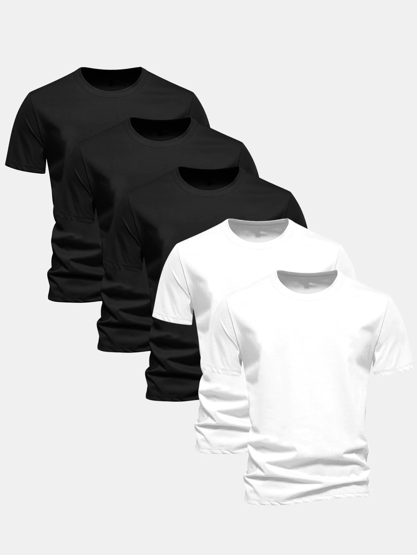5 Pieces Basic Regular Fit Cotton T-Shirts - Image 3