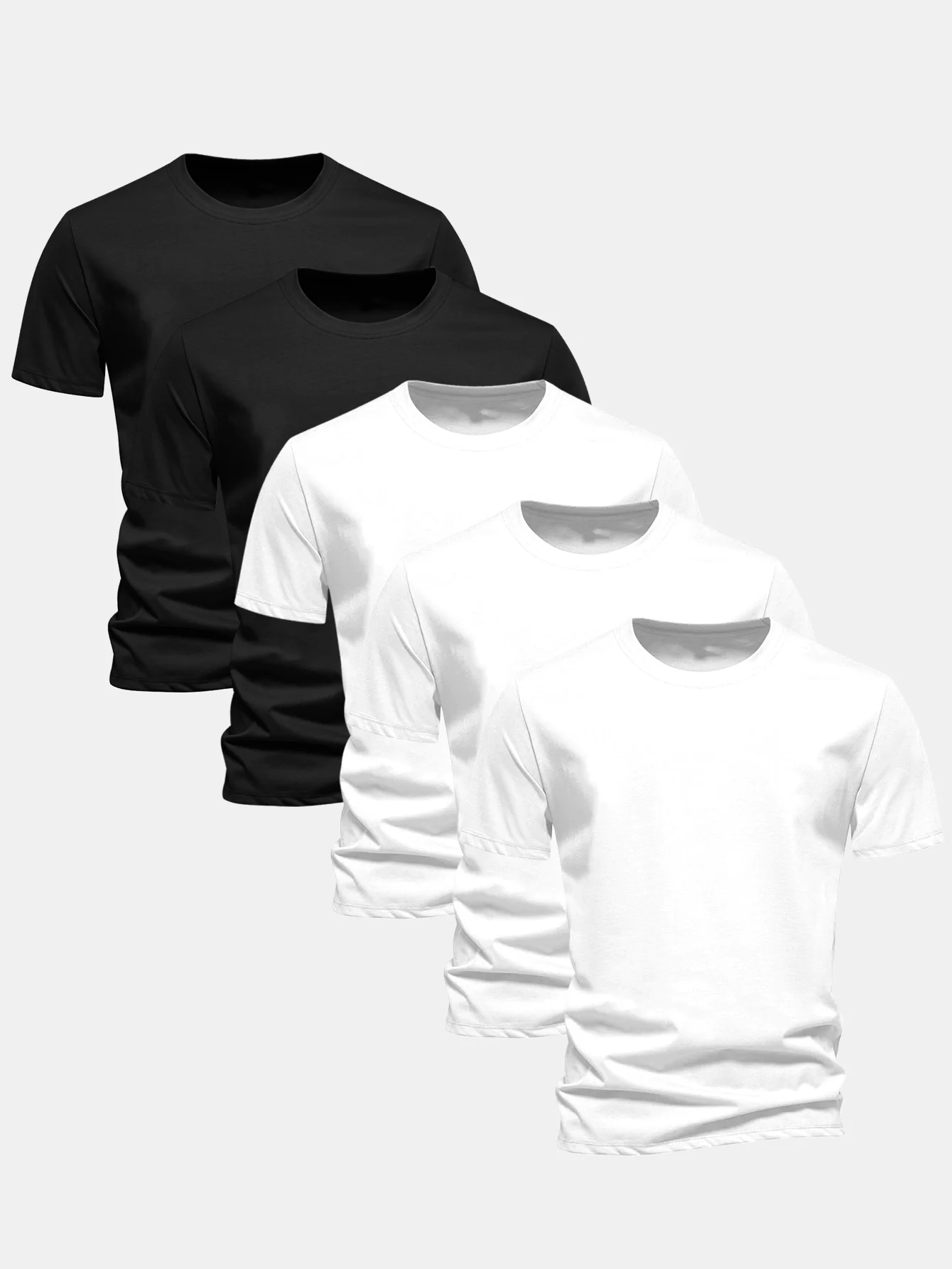 5 Pieces Basic Regular Fit Cotton T-Shirts - Image 4