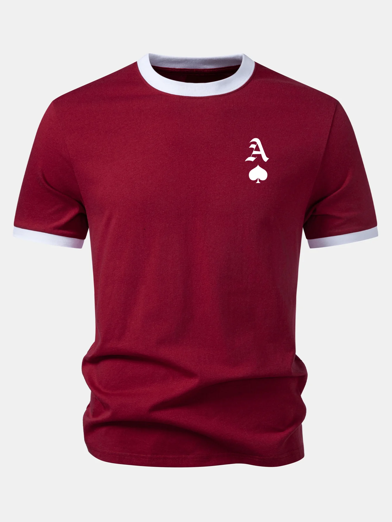 Ace Of Spades Print Contrast Ringer T-Shirt - Image 2