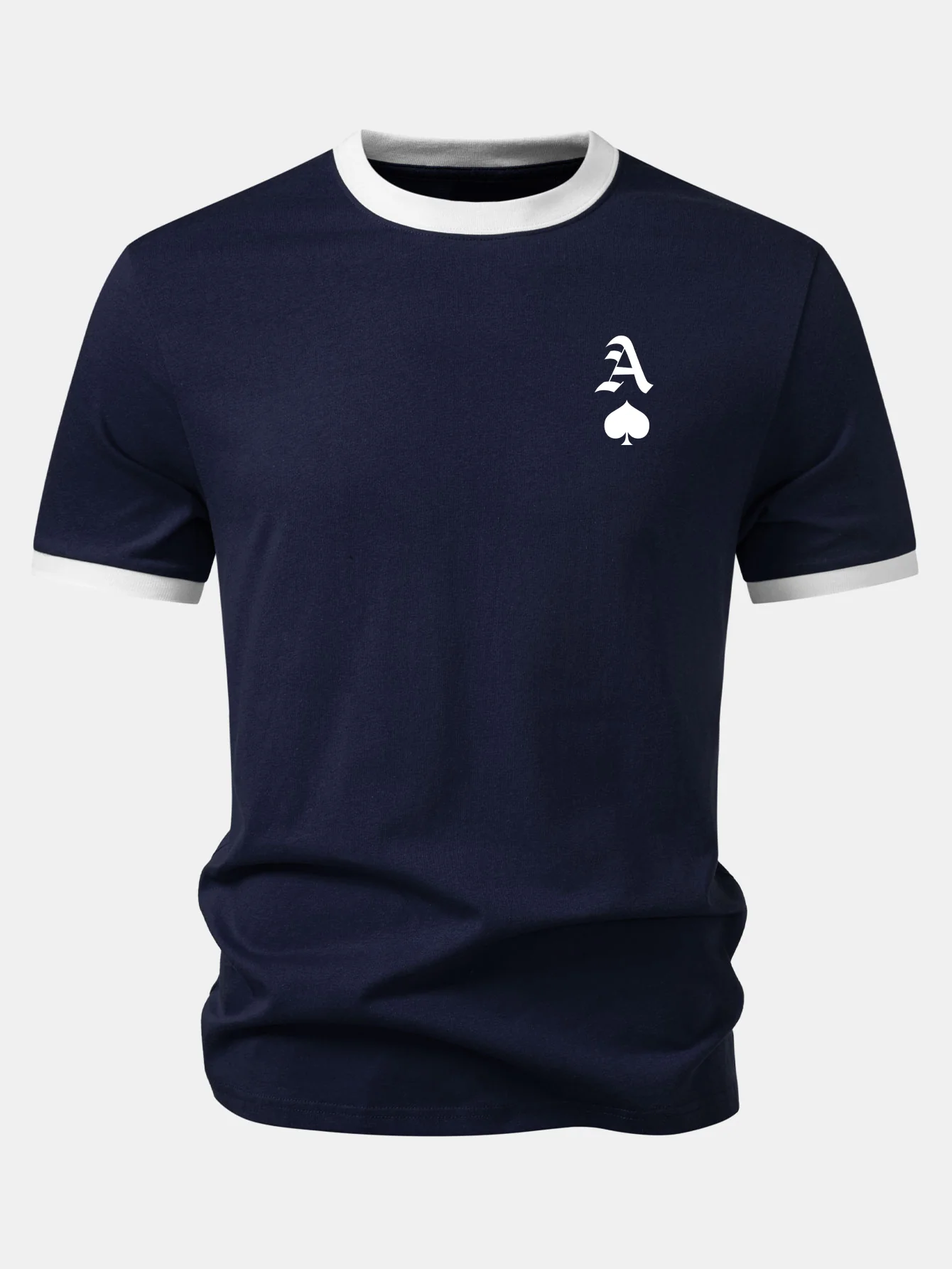 Ace Of Spades Print Contrast Ringer T-Shirt - Image 3