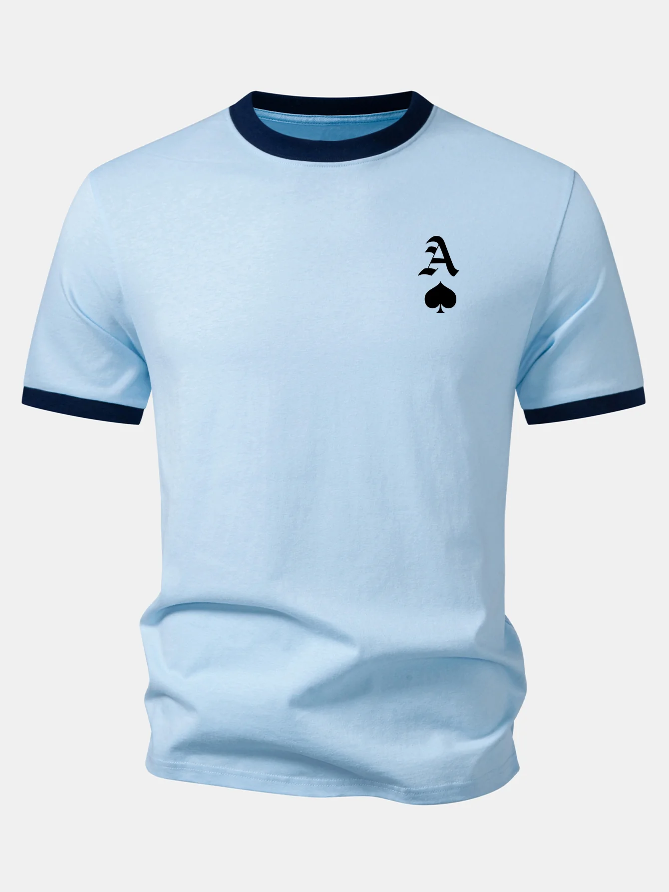 Ace Of Spades Print Contrast Ringer T-Shirt - Image 4