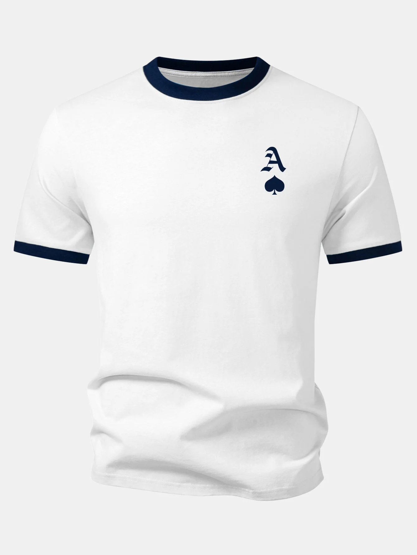 Ace Of Spades Print Contrast Ringer T-Shirt - Image 6