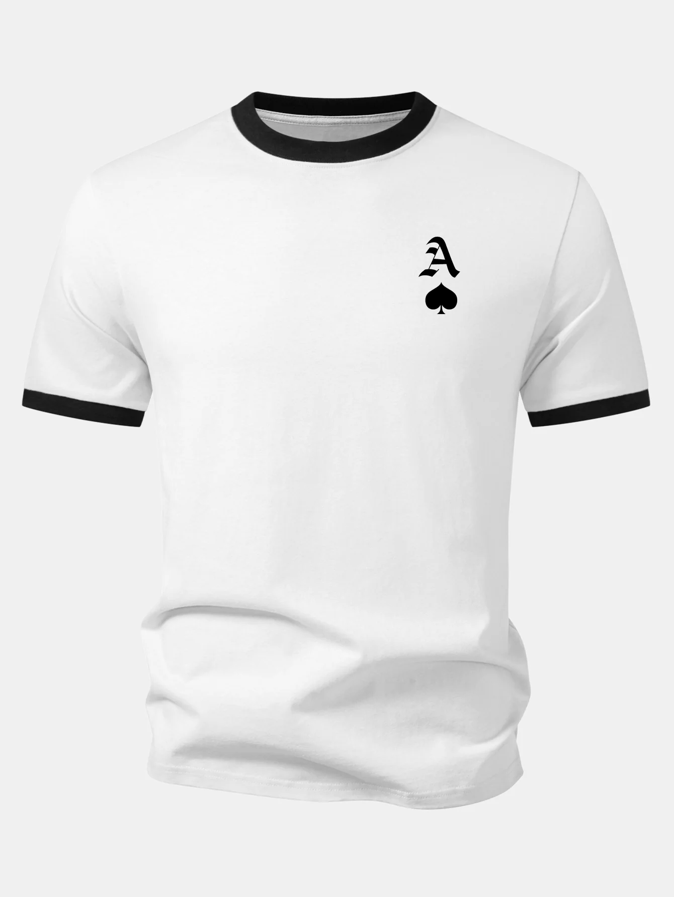 Ace Of Spades Print Contrast Ringer T-Shirt - Image 2