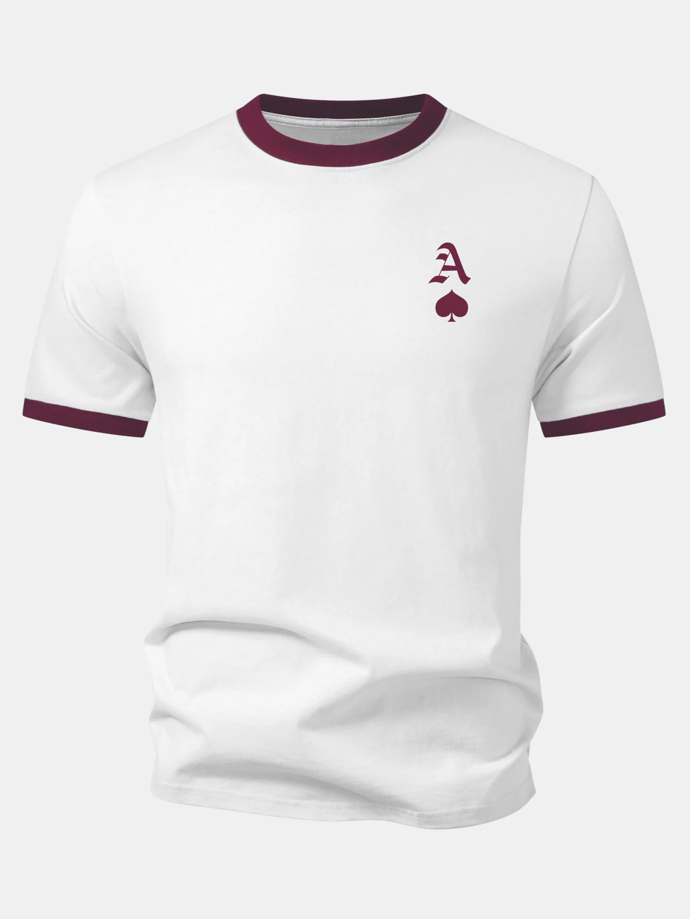 Ace Of Spades Print Contrast Ringer T-Shirt - Image 3