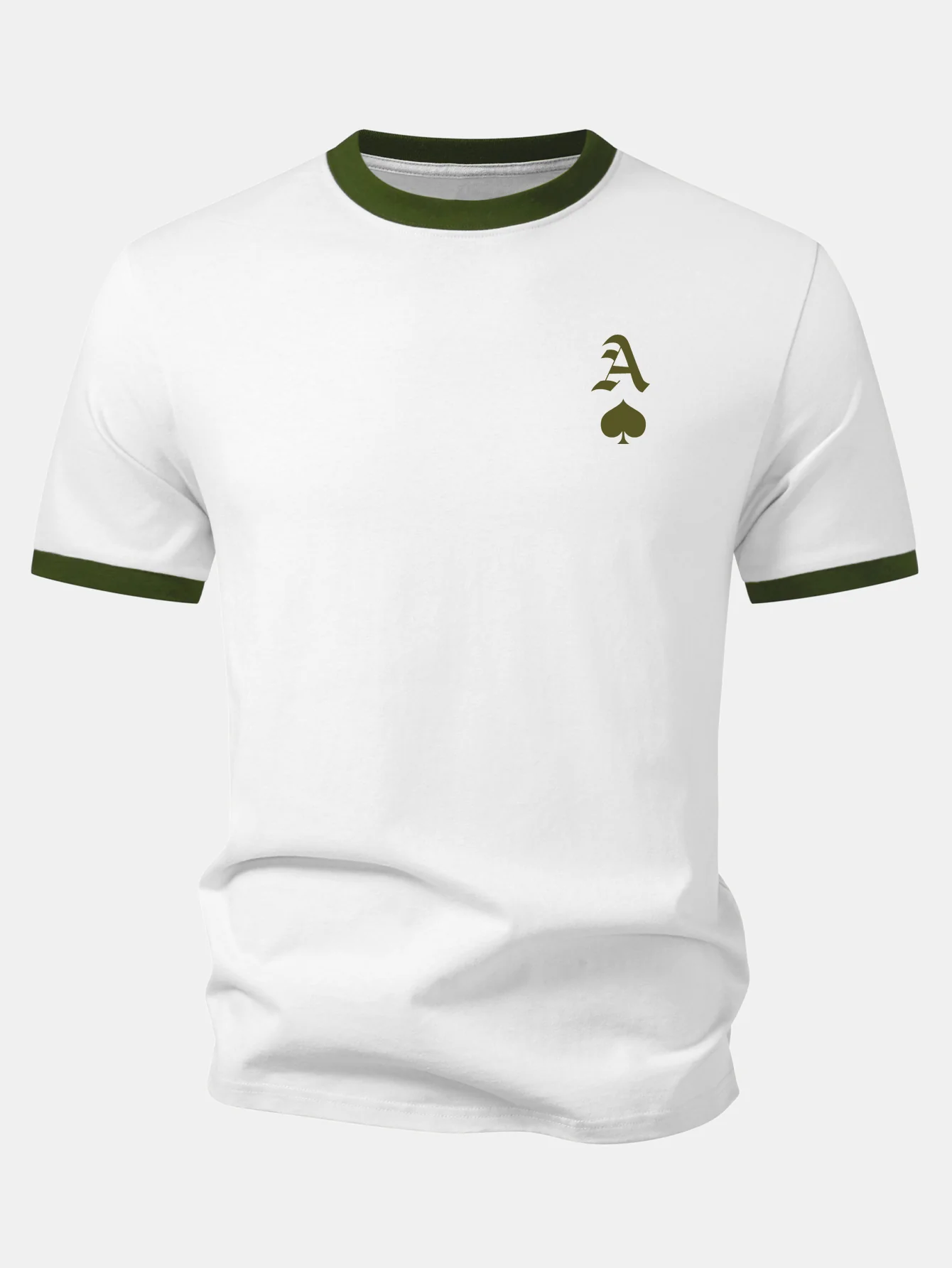 Ace Of Spades Print Contrast Ringer T-Shirt - Image 5