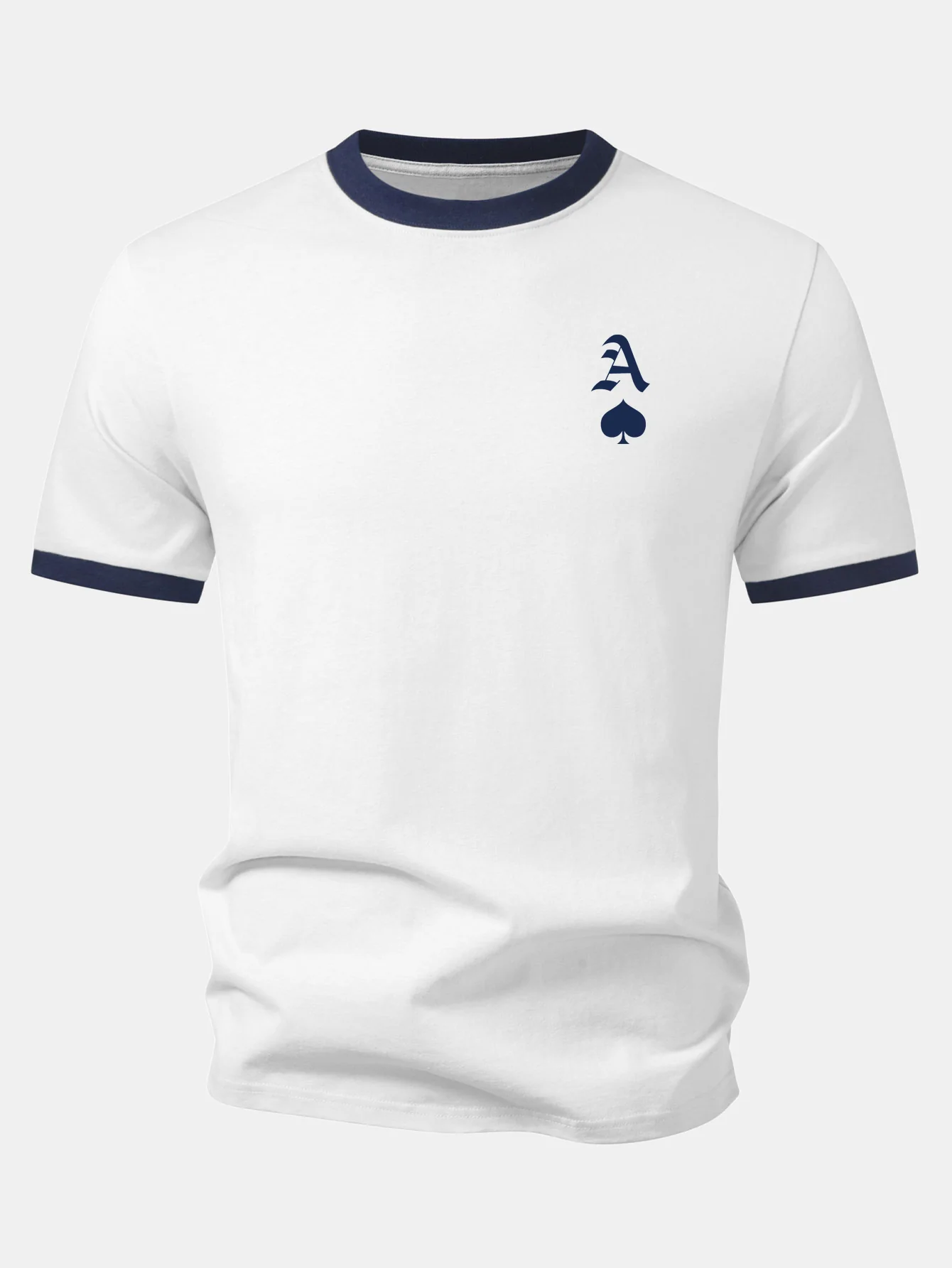 Ace Of Spades Print Contrast Ringer T-Shirt - Image 8