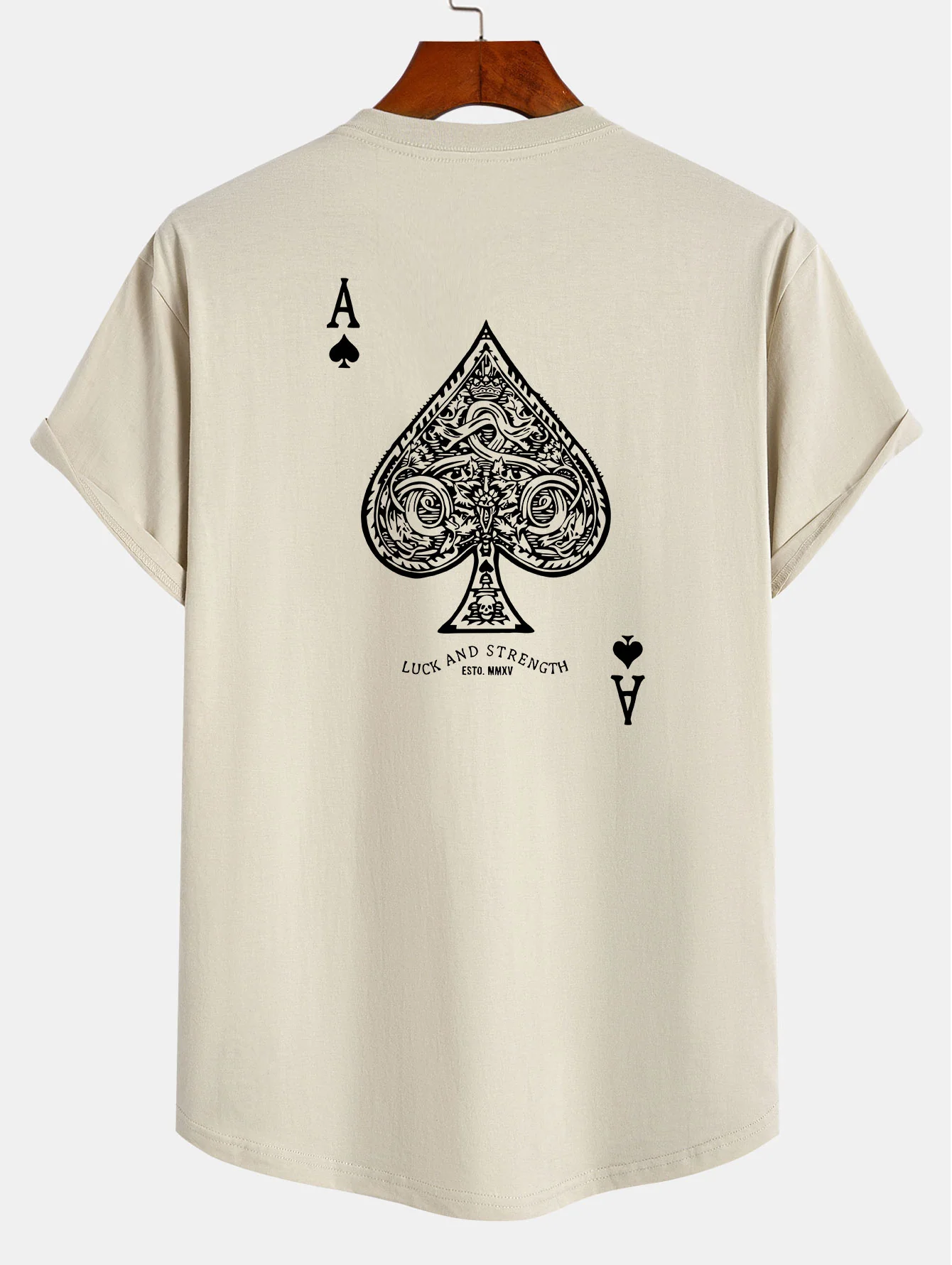 Ace Of Spades Print Baumwolle Arc Saum T-Shirt - Image 10