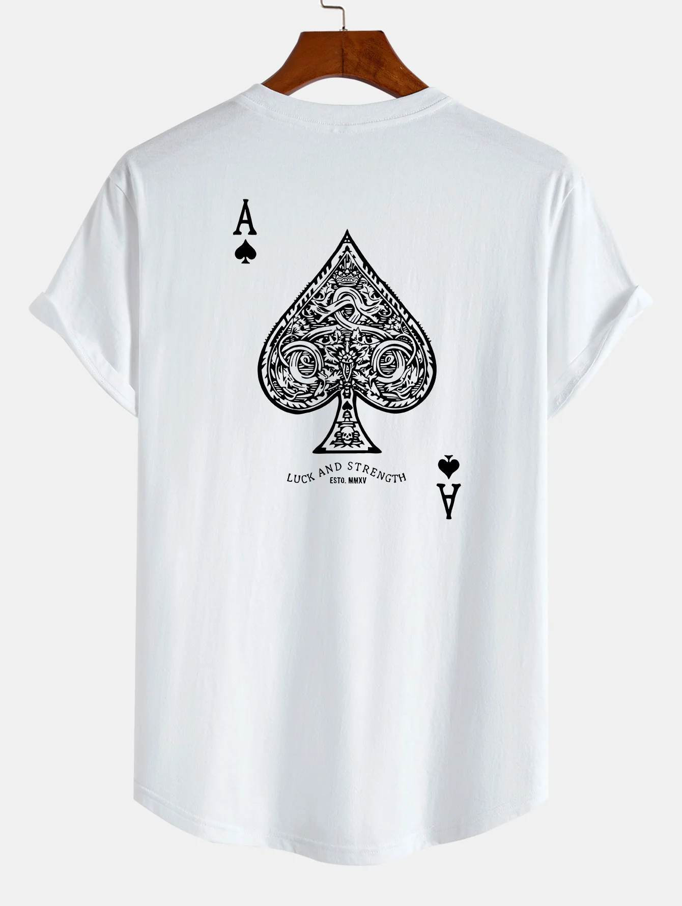Ace Of Spades Print Baumwolle Arc Saum T-Shirt - Image 4