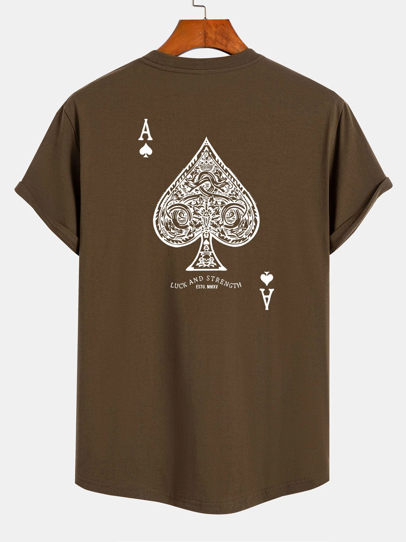 Ace Of Spades Print Baumwolle Arc Saum T-Shirt - Image 5