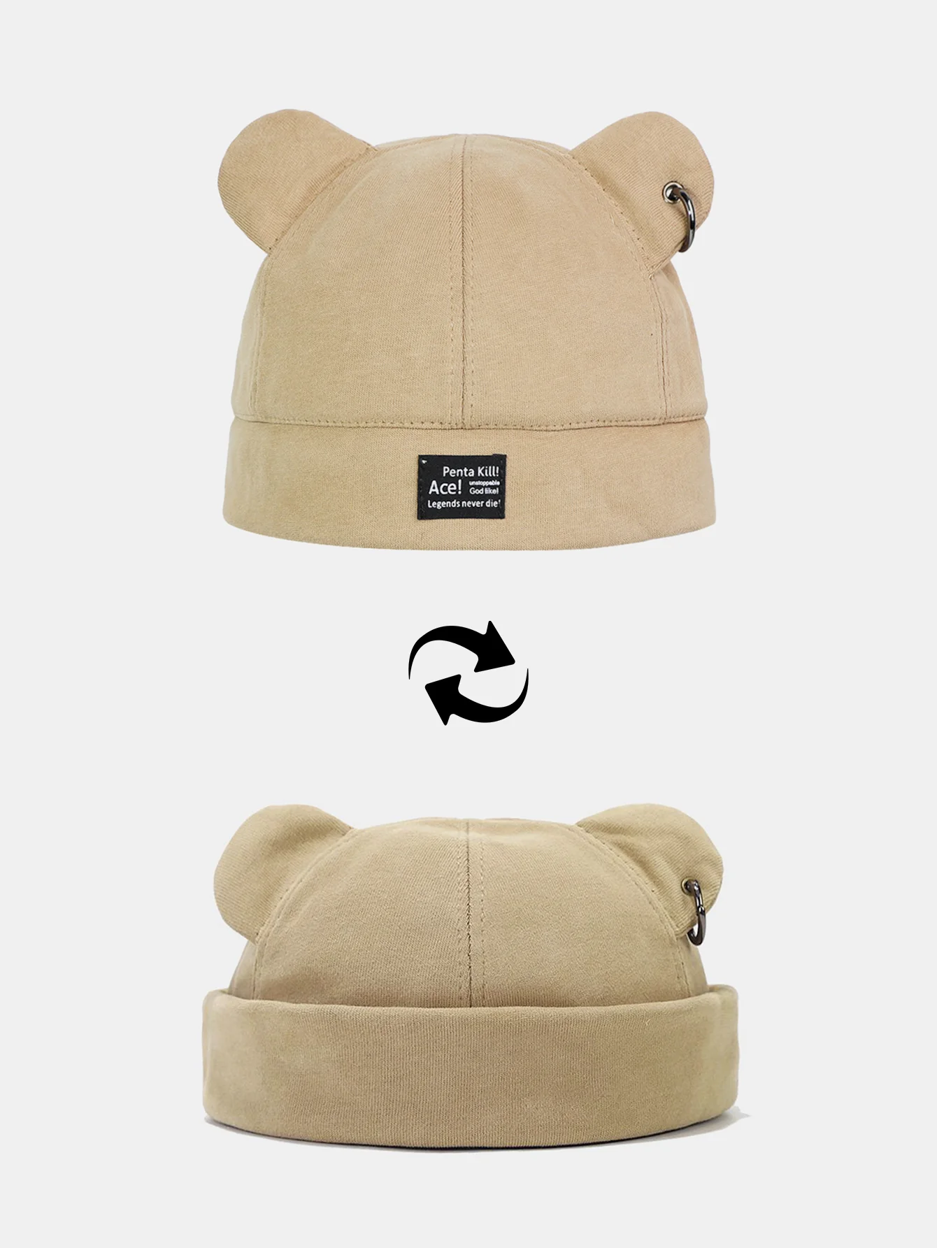Adjustable Unisex Beanie Hat With Bear Ear Design - Image 7