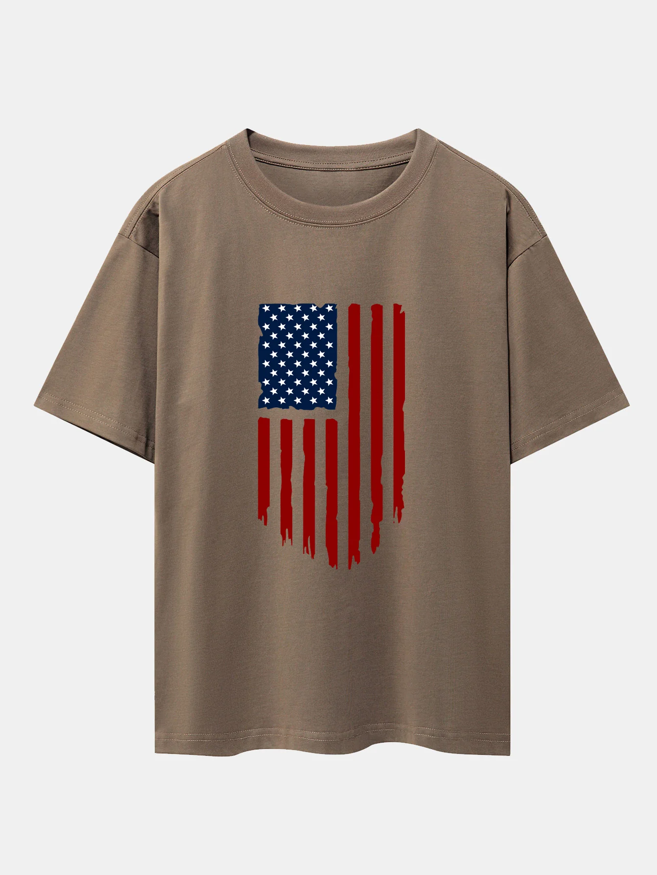 Oversize-T-Shirt mit amerikanischem Flaggen-Print und überschnittenen Schultern - Image 10