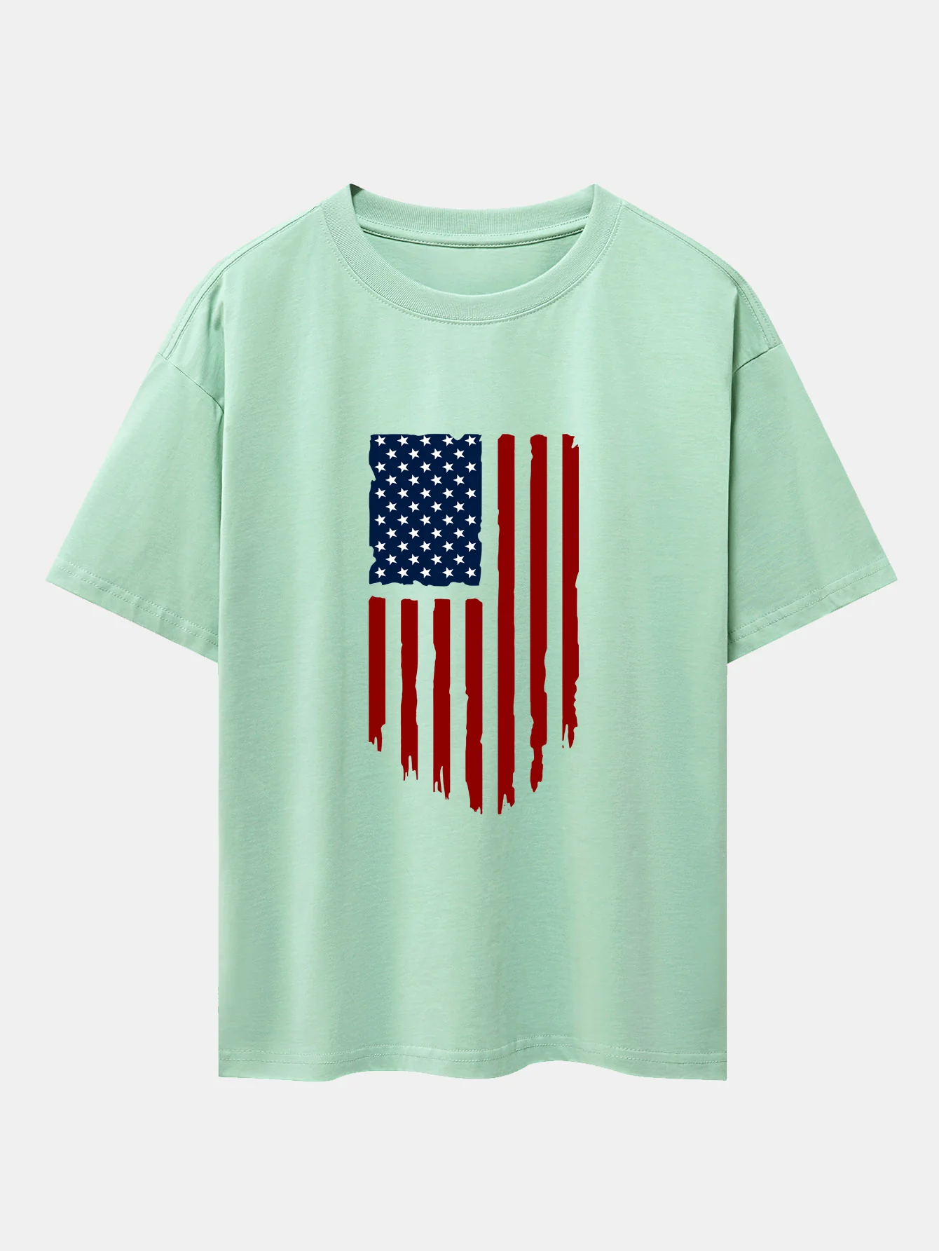 Oversize-T-Shirt mit amerikanischem Flaggen-Print und überschnittenen Schultern - Image 11