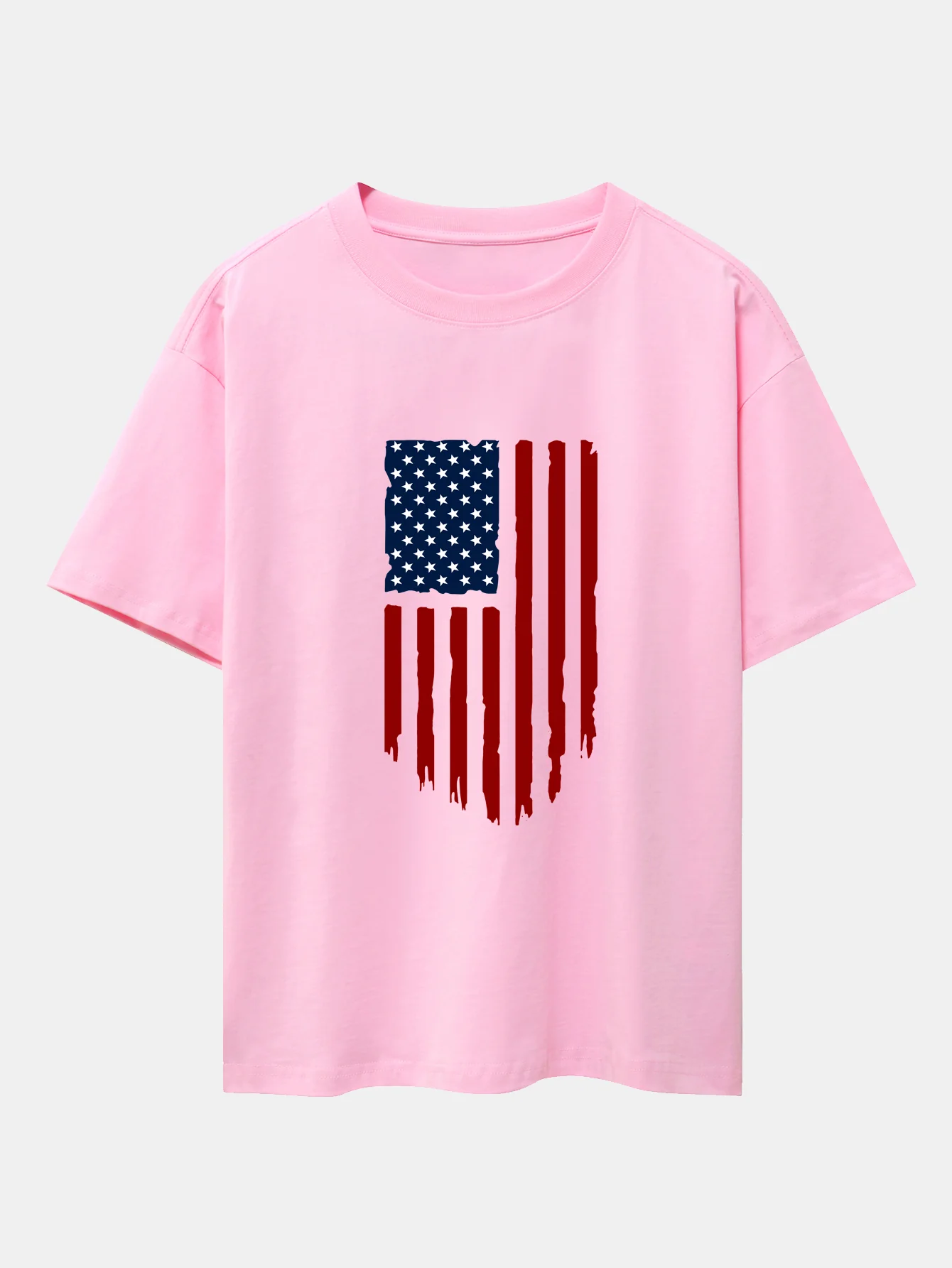 Oversize-T-Shirt mit amerikanischem Flaggen-Print und überschnittenen Schultern - Image 12
