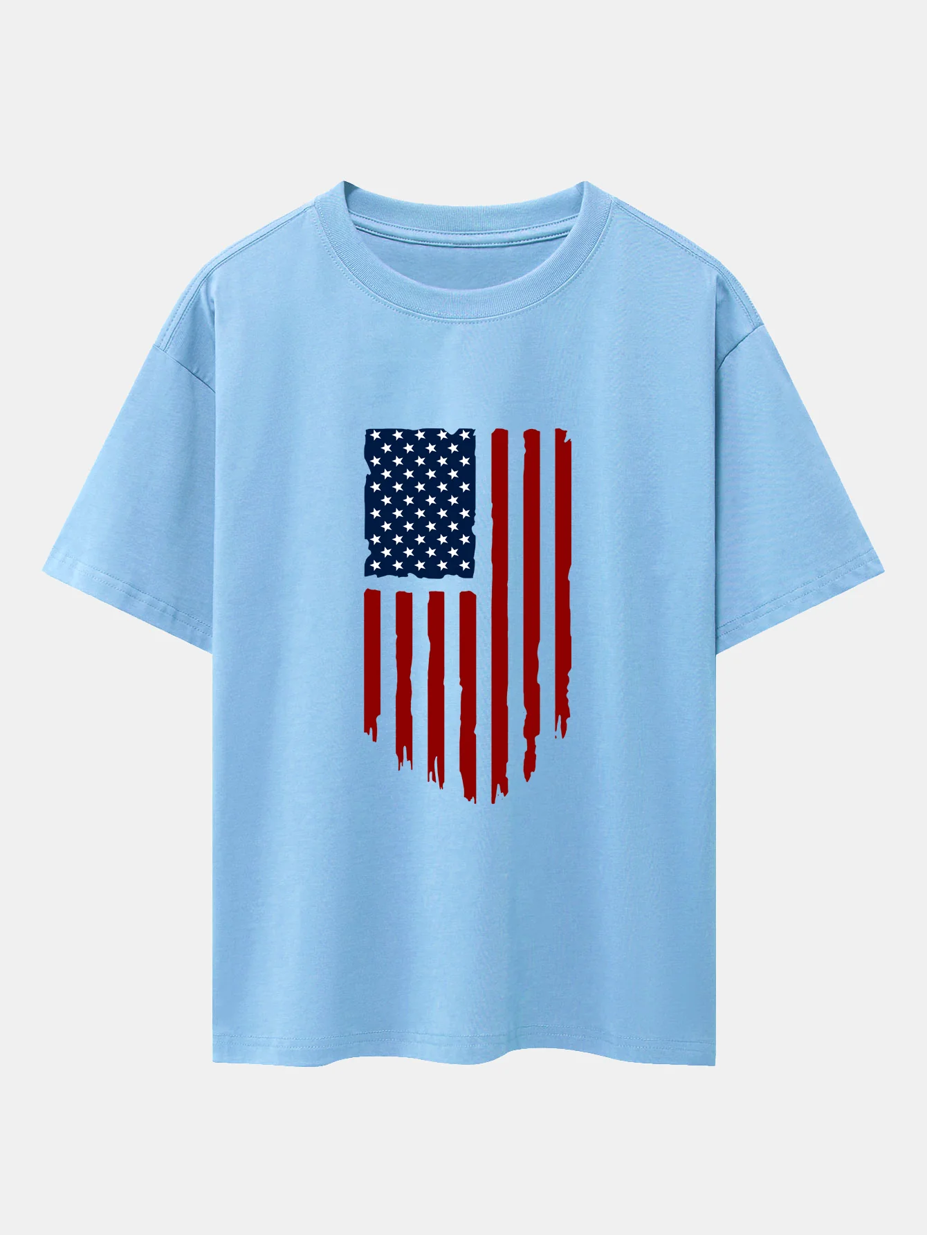 Oversize-T-Shirt mit amerikanischem Flaggen-Print und überschnittenen Schultern - Image 13