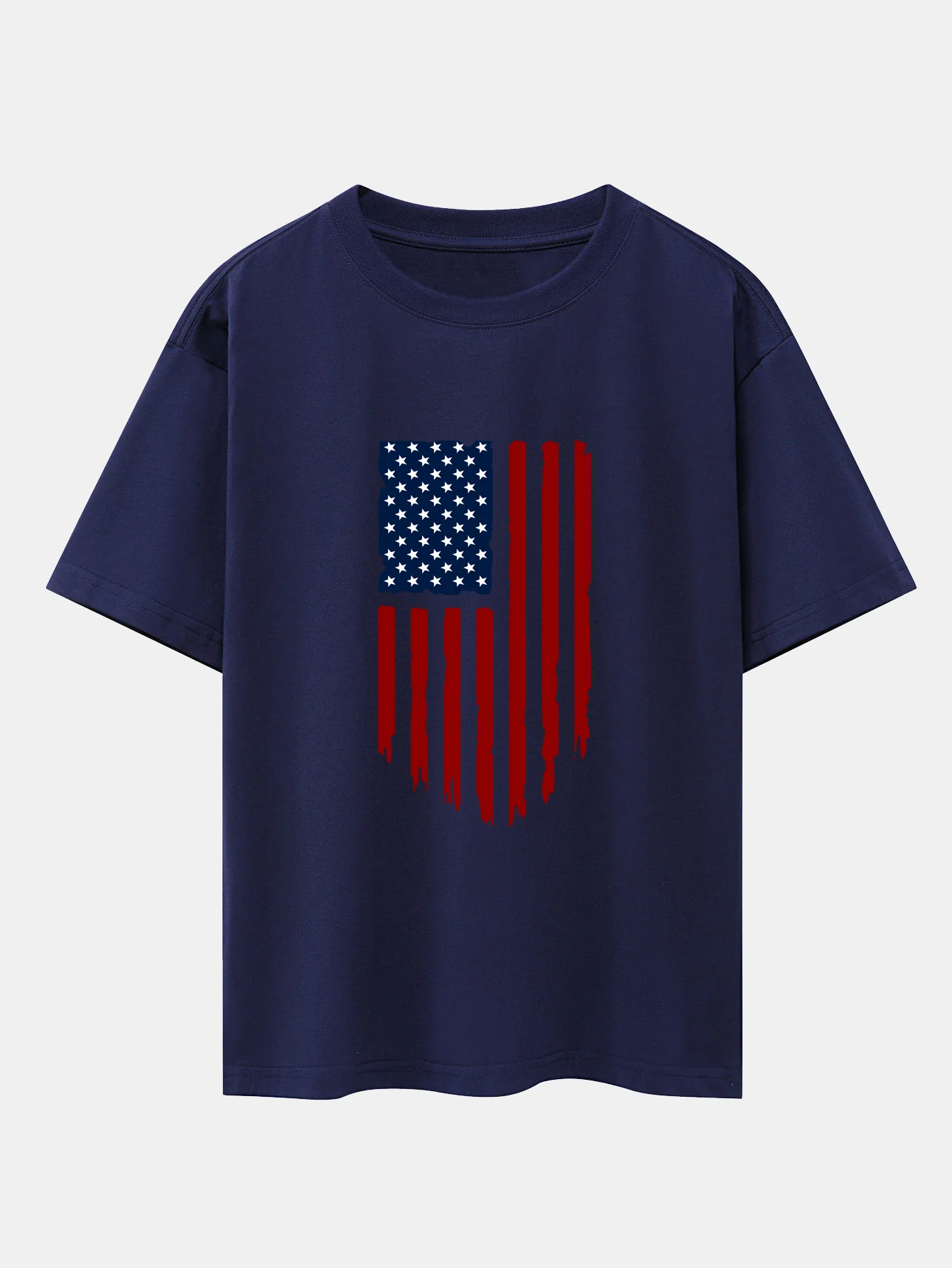 Oversize-T-Shirt mit amerikanischem Flaggen-Print und überschnittenen Schultern - Image 14